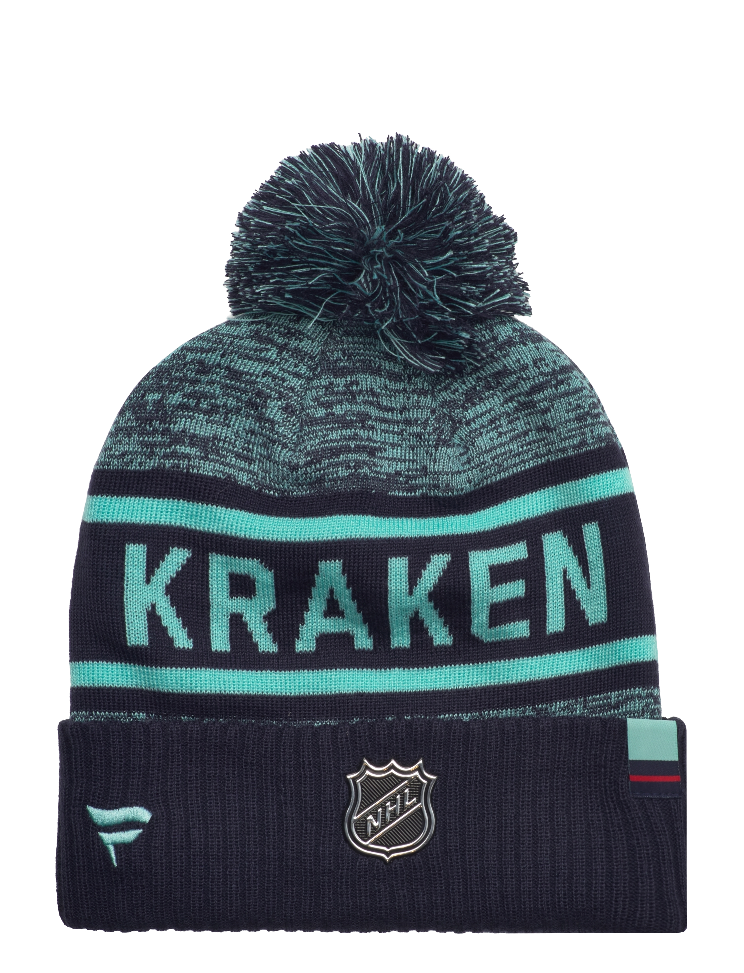 Authentic Pro Rink Heathered Cuffed Pom Knit - TRADITIONAL NAVY
