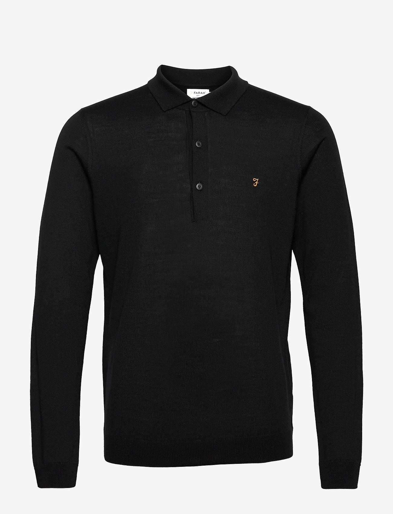 Farah - GLENARM 100% MERINO WOOL POLO STYLE JUMPER - black - 0