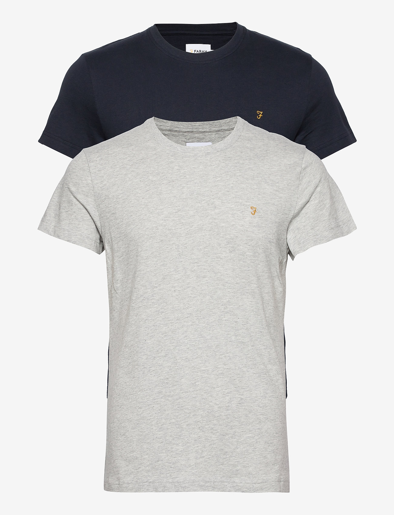 Farah - FARRIS TWIN PACK SHORT SLEEVED T-SHIRTS - grey marl / true navy - 0
