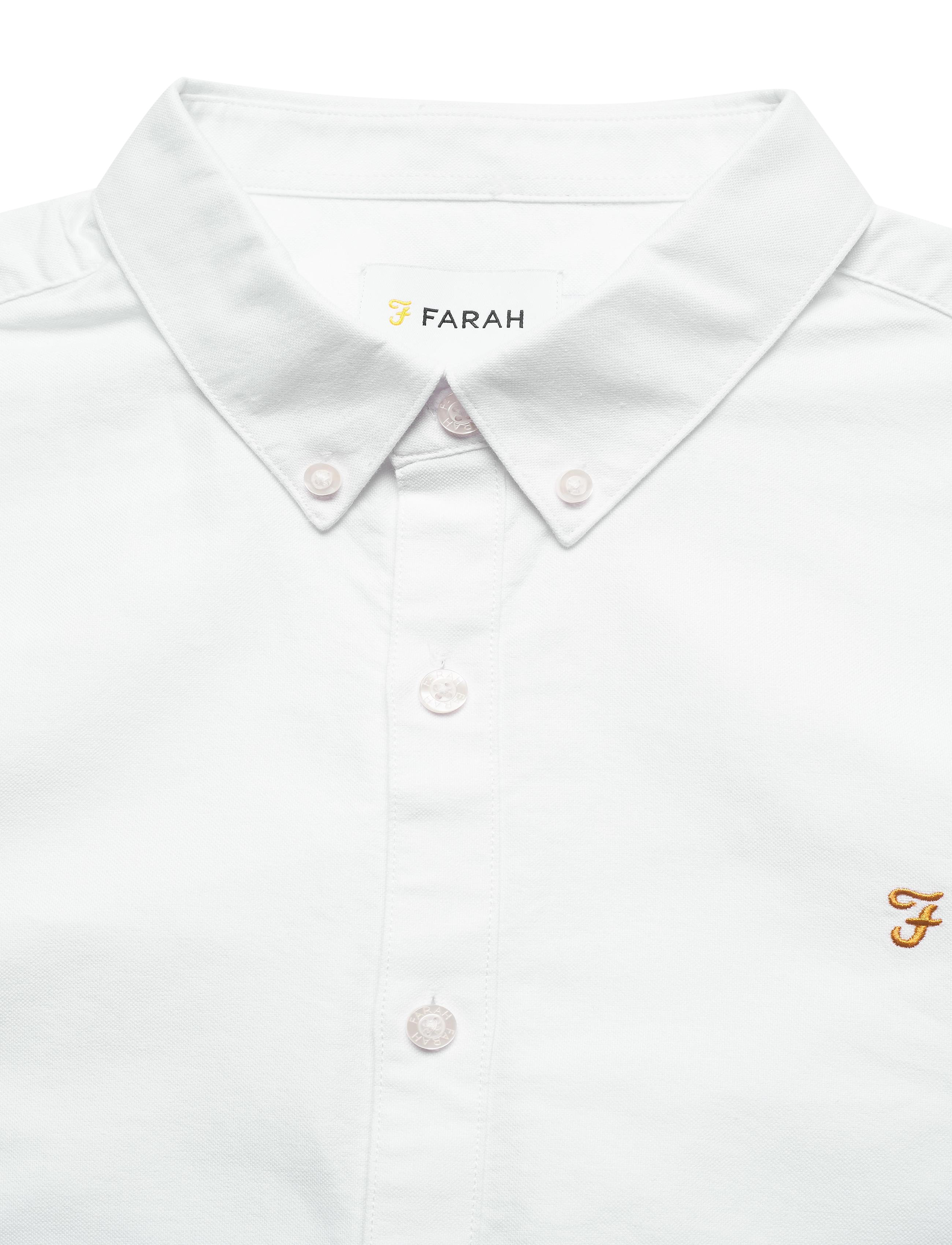 Farah - BREWER SLIM FIT COTTON OXFORD SHIRT - white - 3