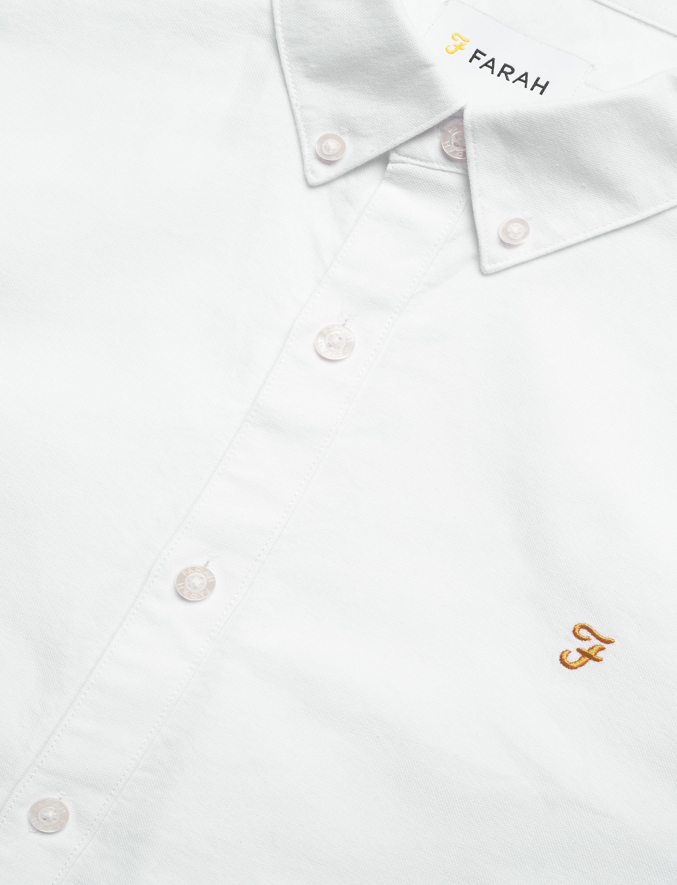 Farah - BREWER SLIM FIT COTTON OXFORD SHIRT - white - 4
