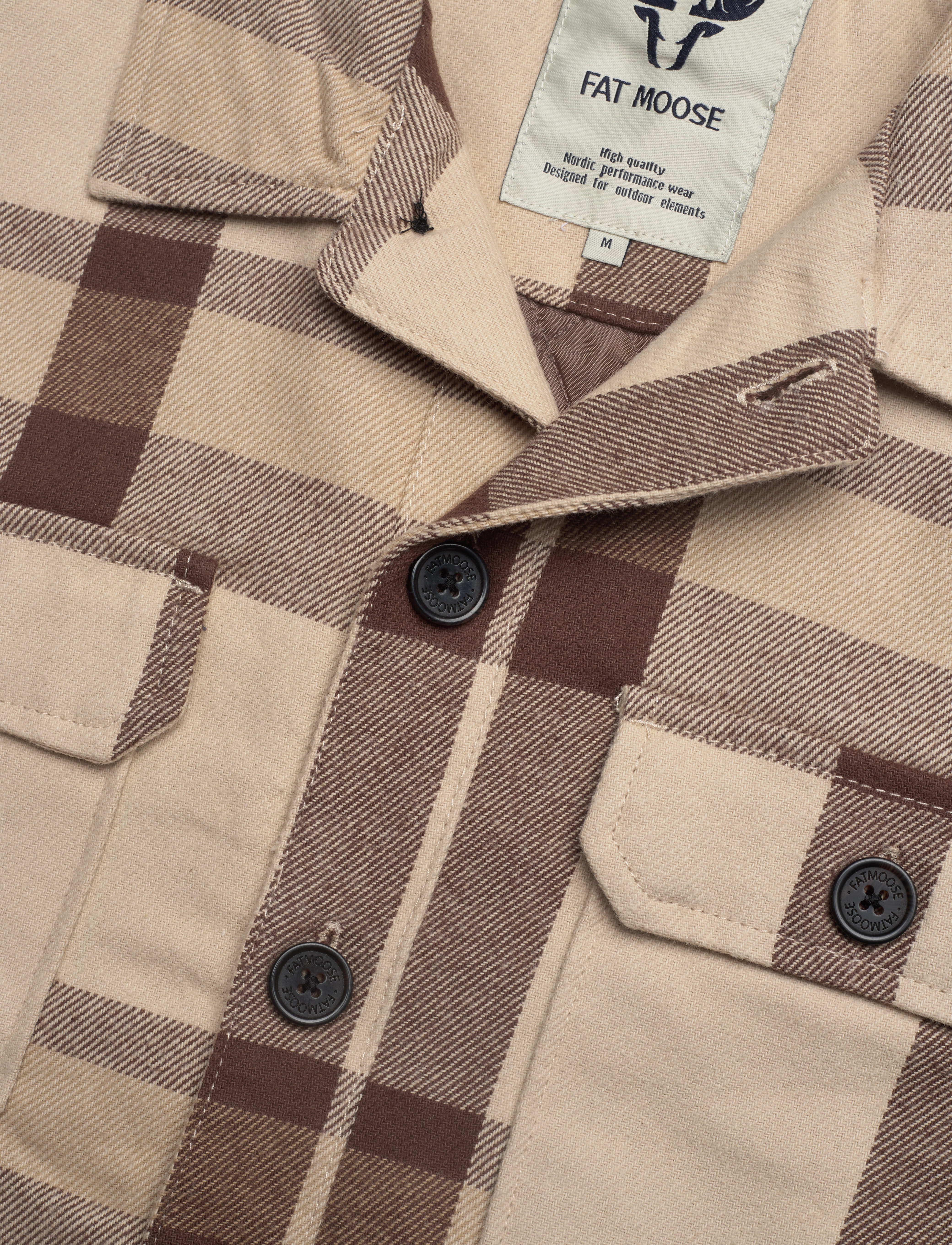 Fat Moose - Isaac Quilt Overshirt - ecru check - 2