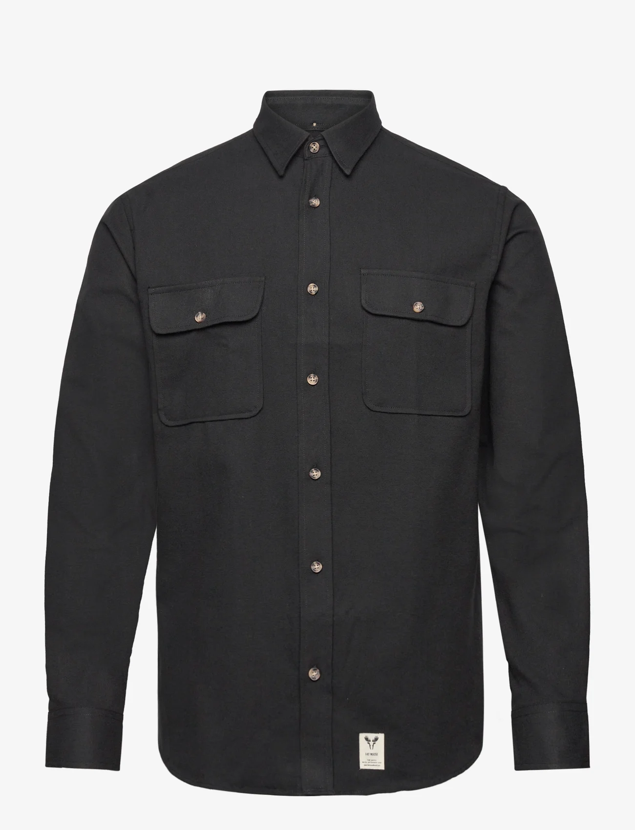 Fat Moose - Glenn Flannel Shirt LS - podstawowe koszulki - black - 0