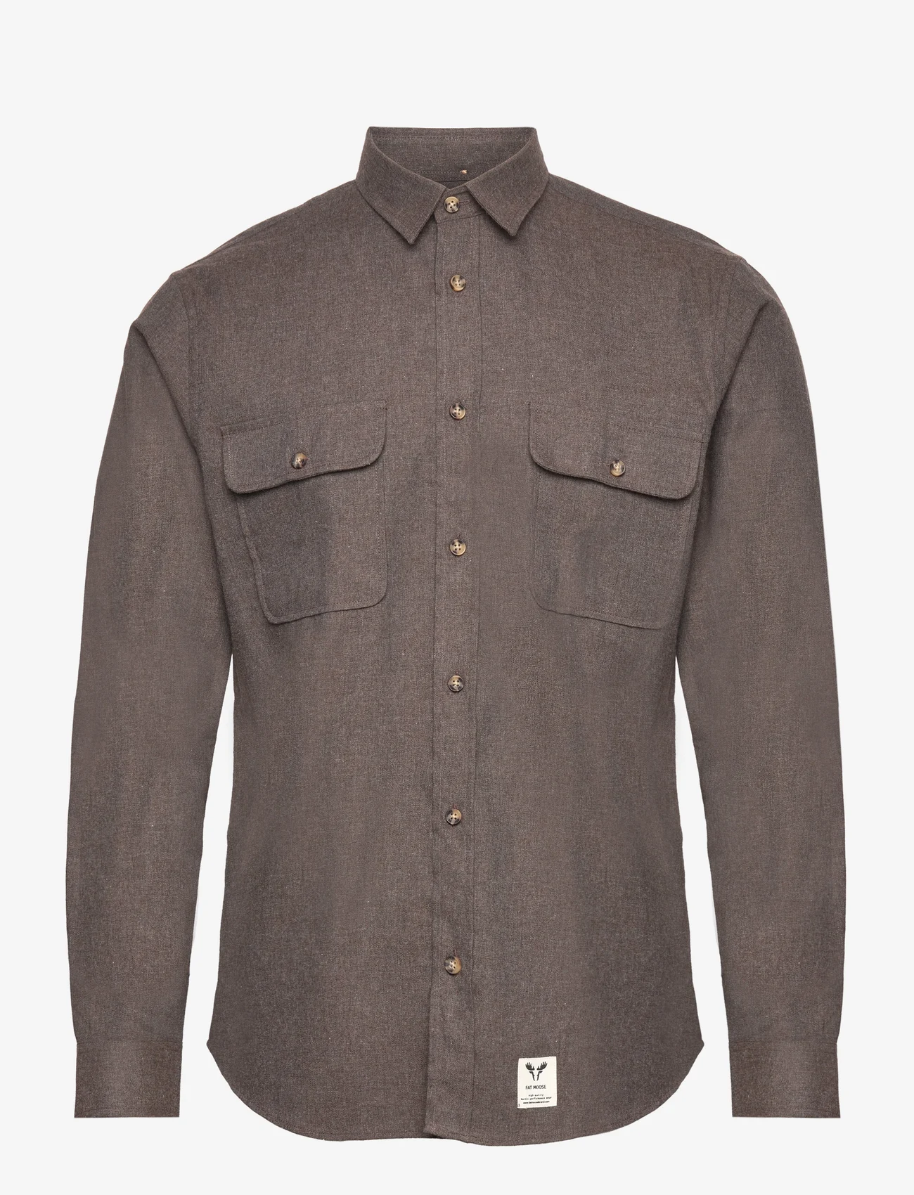 Fat Moose - Glenn Flannel Shirt LS - basic skjorter - brown - 0