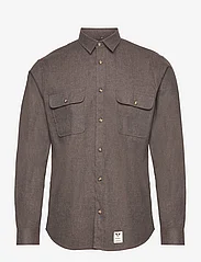 Fat Moose - Glenn Flannel Shirt LS - tavalised t-särgid - brown - 0