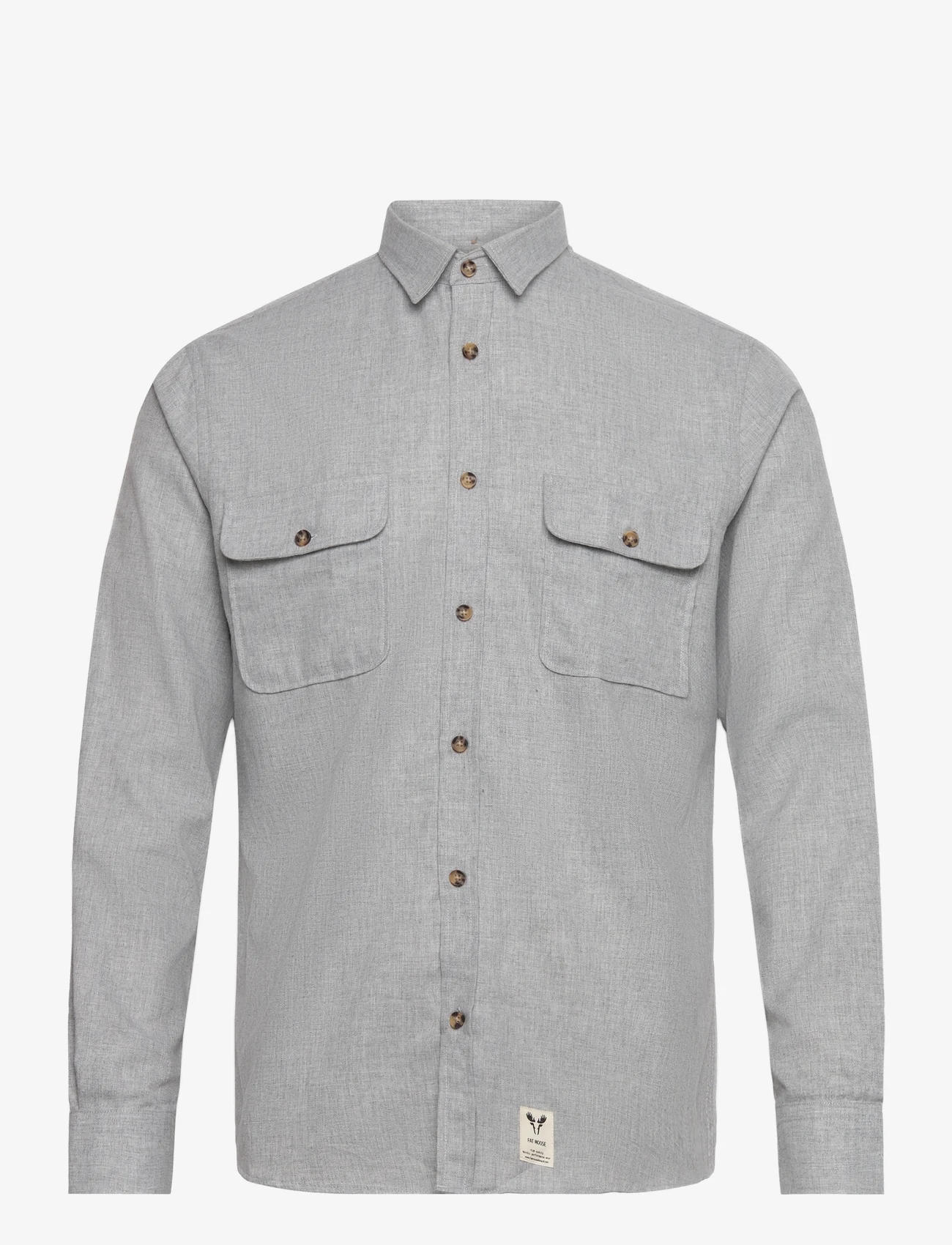 Fat Moose - Glenn Flannel Shirt LS - basic skjorter - light grey - 0