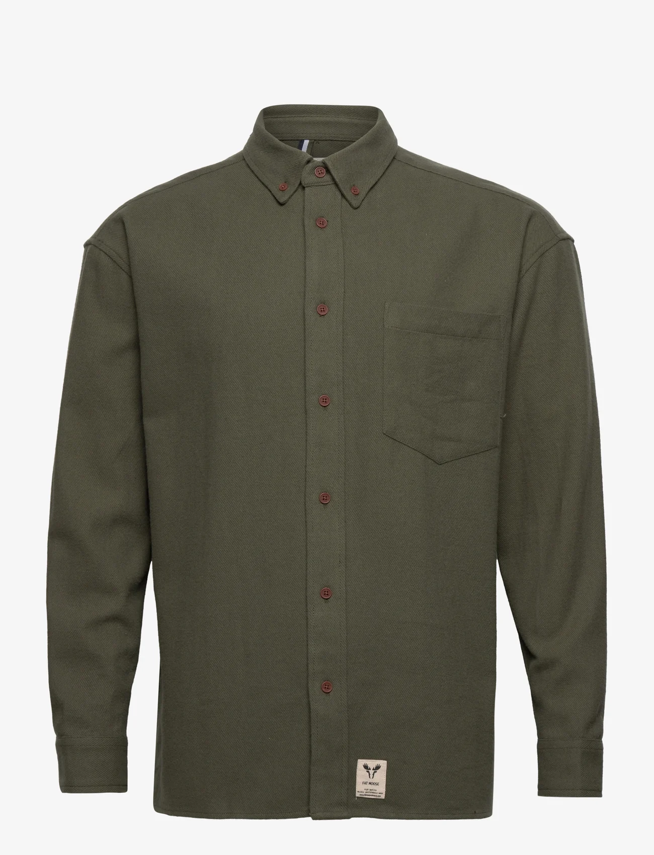 Fat Moose - Deacon Heavy Shirt LS - casual skjortor - army - 0