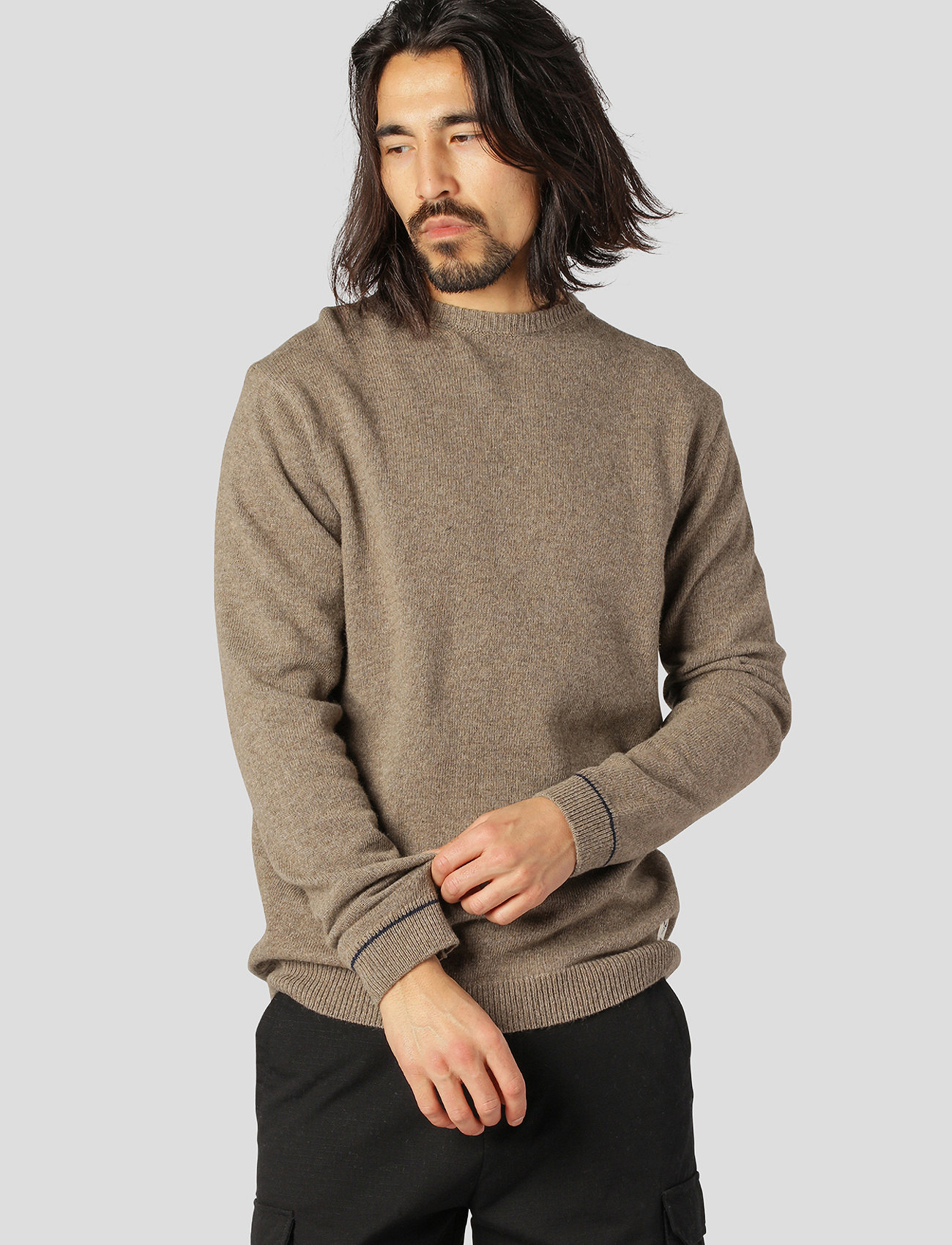 Fat Moose - Cameron O-Neck Knit - knitted round necks - beige mix - 1