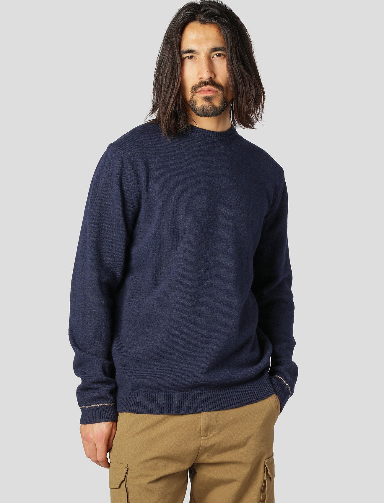 Fat Moose - Cameron O-Neck Knit - knitted round necks - navy mix - 1