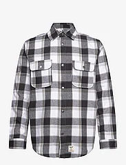 Fat Moose - Adrian Cotton Check Shirt - rutiga skjortor - black check / mid grey check - 0