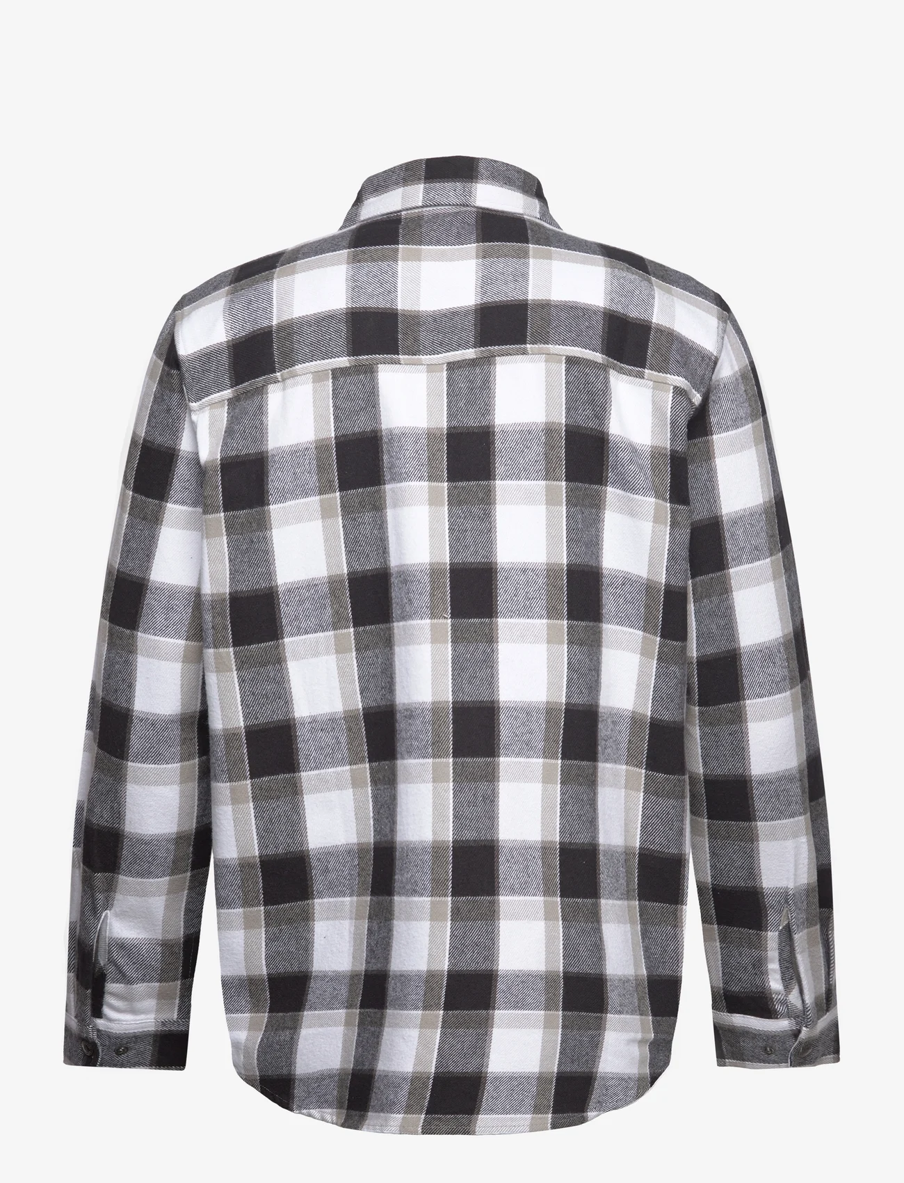 Fat Moose - Adrian Cotton Check Shirt - rutiga skjortor - black check / mid grey check - 1