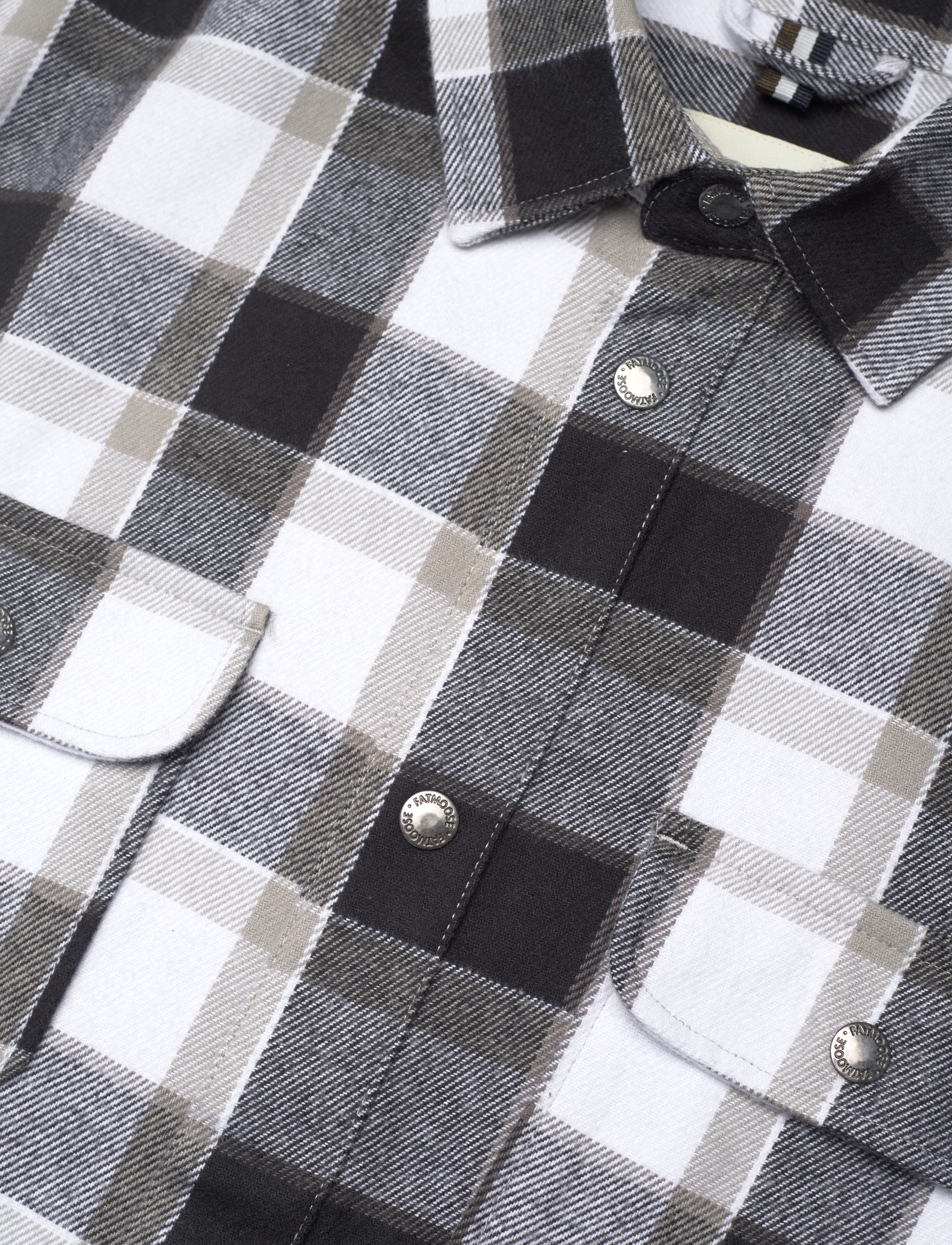 Fat Moose - Adrian cotton check shirt - mehed - black check / mid grey check - 4