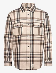 Fat Moose - Adrian Cotton Check Shirt - rutede skjorter - ecru/brown check - 0
