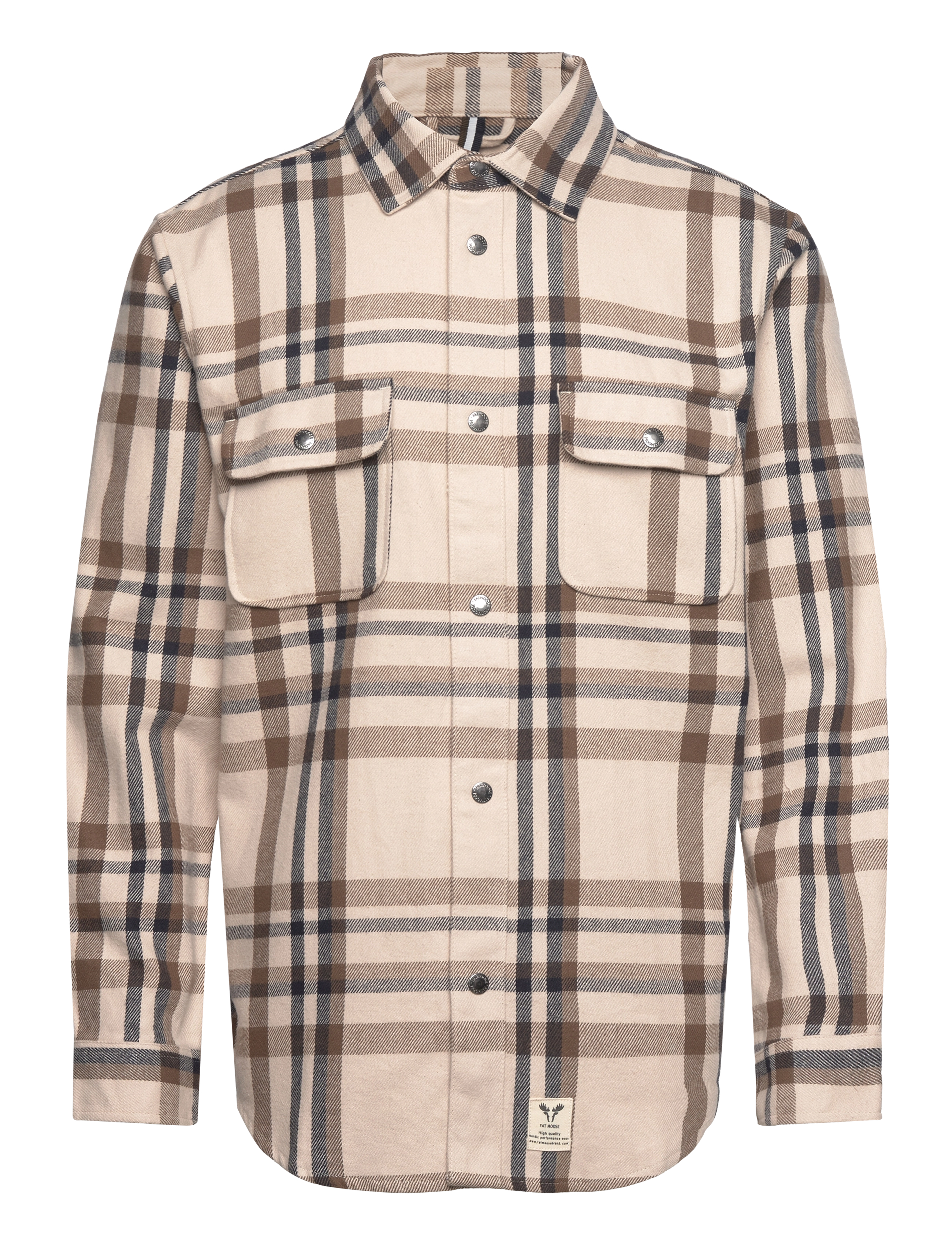 Adrian cotton check shirt - ECRU/BROWN CHECK