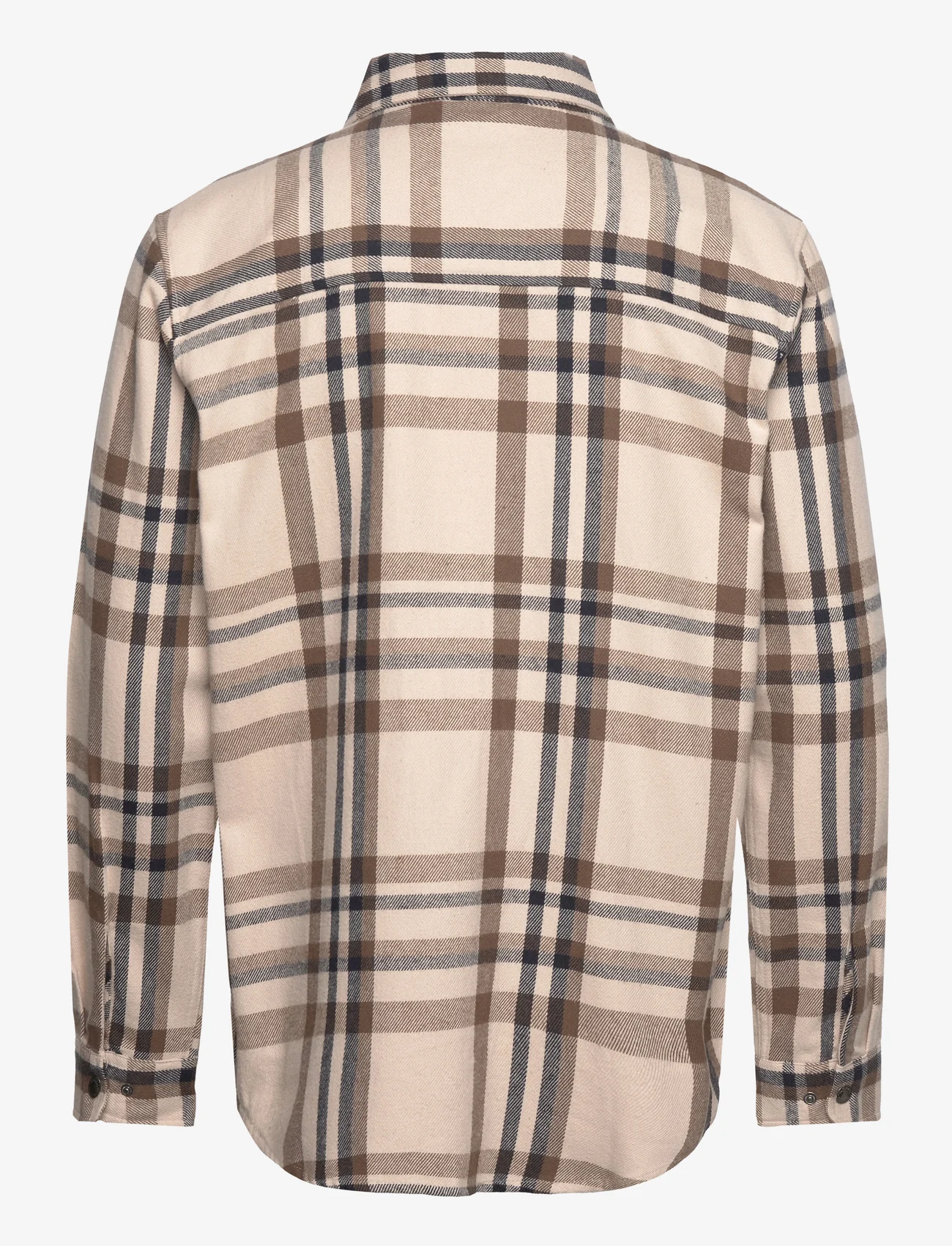 Fat Moose - Adrian Cotton Check Shirt - ruutupaidat - ecru/brown check - 1