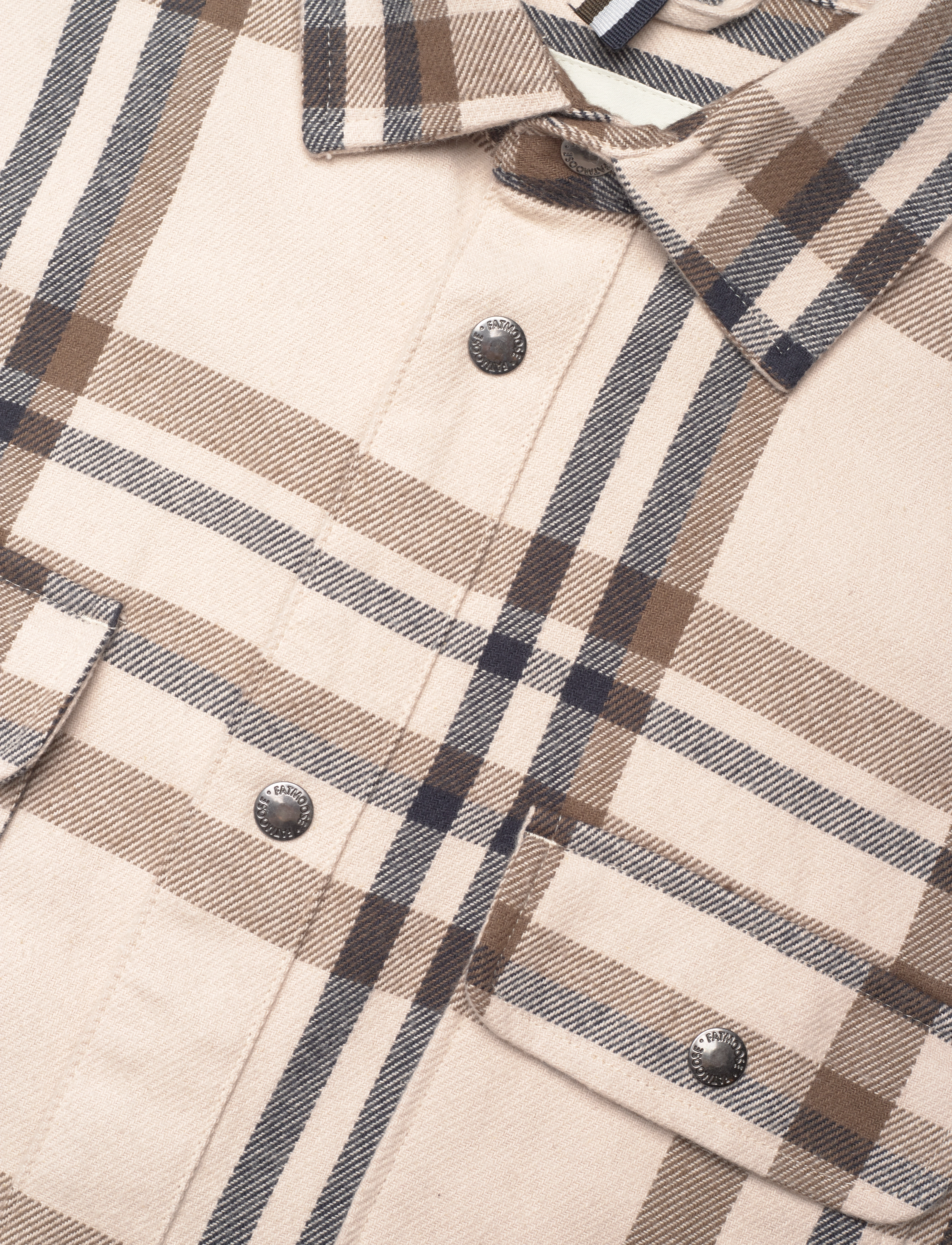 Fat Moose - Adrian cotton check shirt - mænd - ecru/brown check - 4