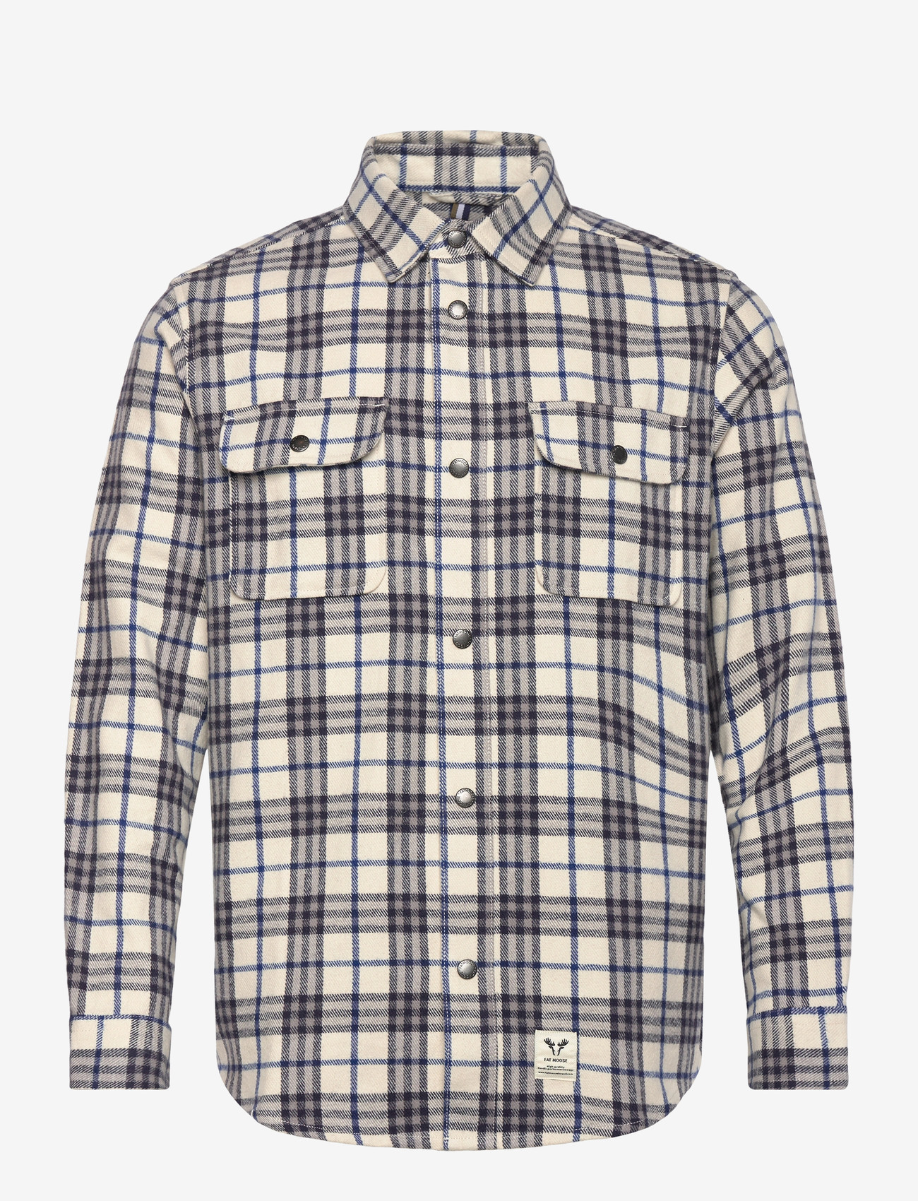 Fat Moose - Adrian cotton check shirt - flannel-skjorter - ecru/dark navy - 1