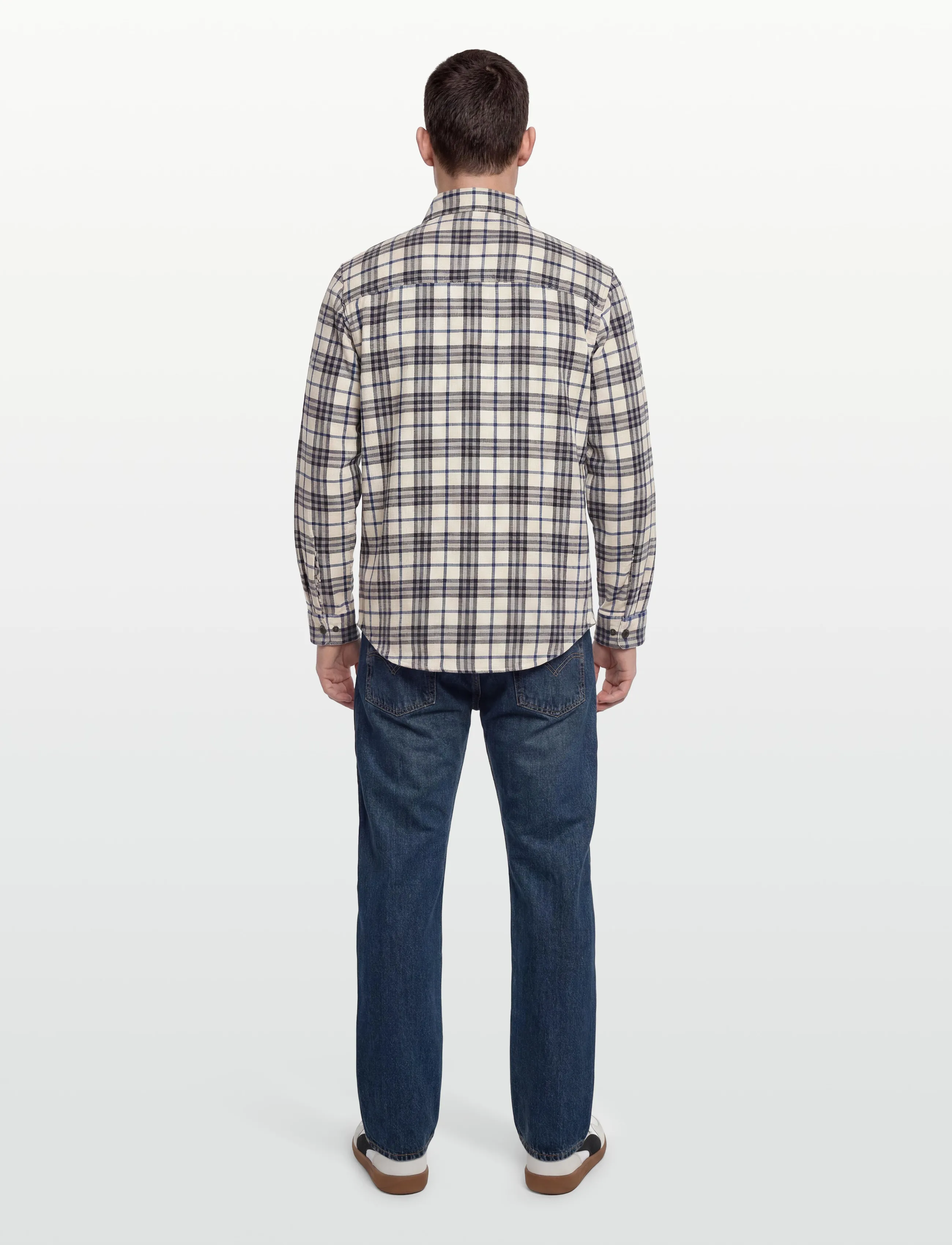 Fat Moose - Adrian cotton check shirt - flanell-hemden - ecru/dark navy - 4