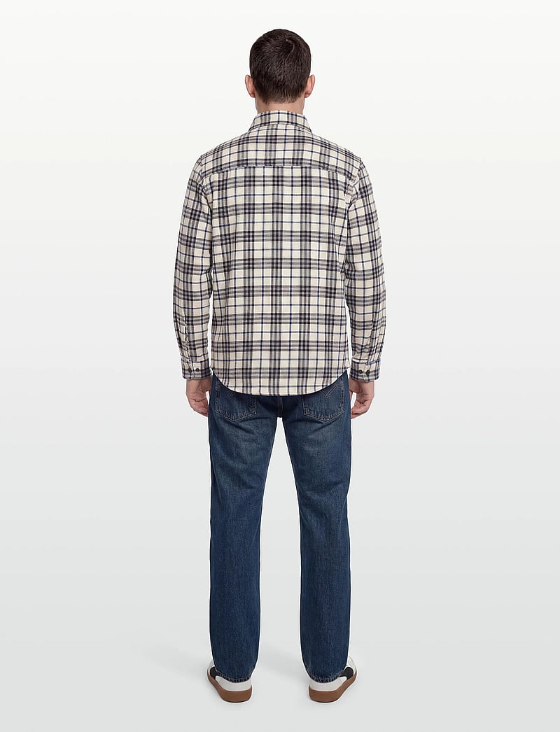 Fat Moose - Adrian cotton check shirt - flannel-skjorter - ecru/dark navy - 4
