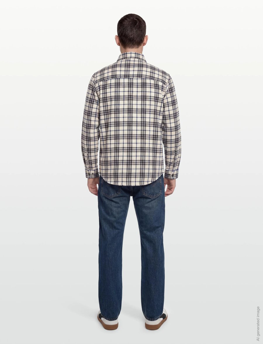 Fat Moose - Adrian cotton check shirt - flanell-hemden - ecru/dark navy - 4