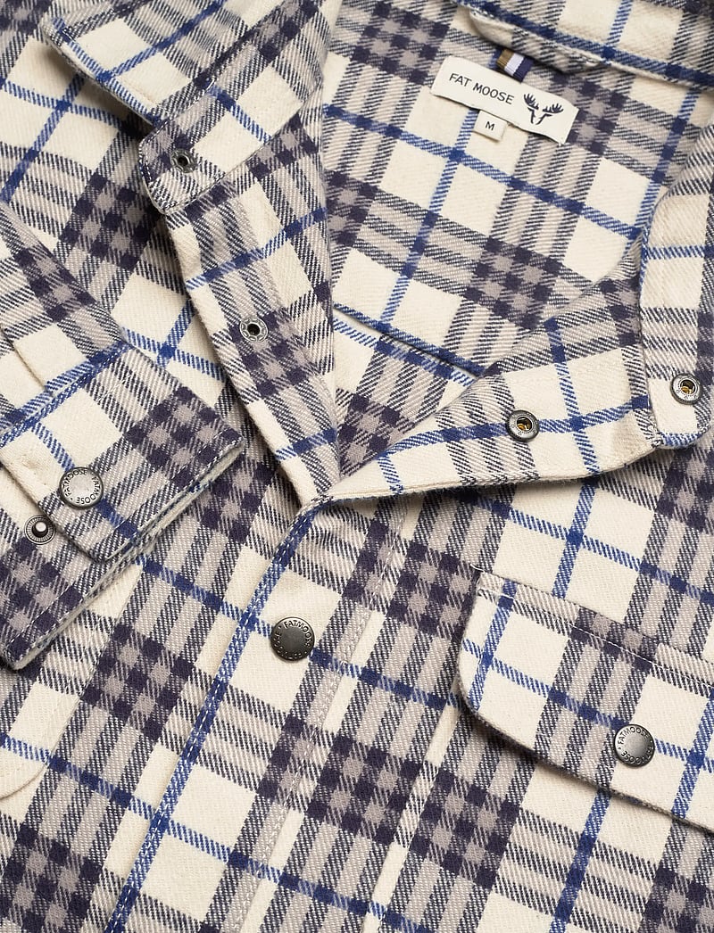 Fat Moose - Adrian cotton check shirt - flannel-skjorter - ecru/dark navy - 5