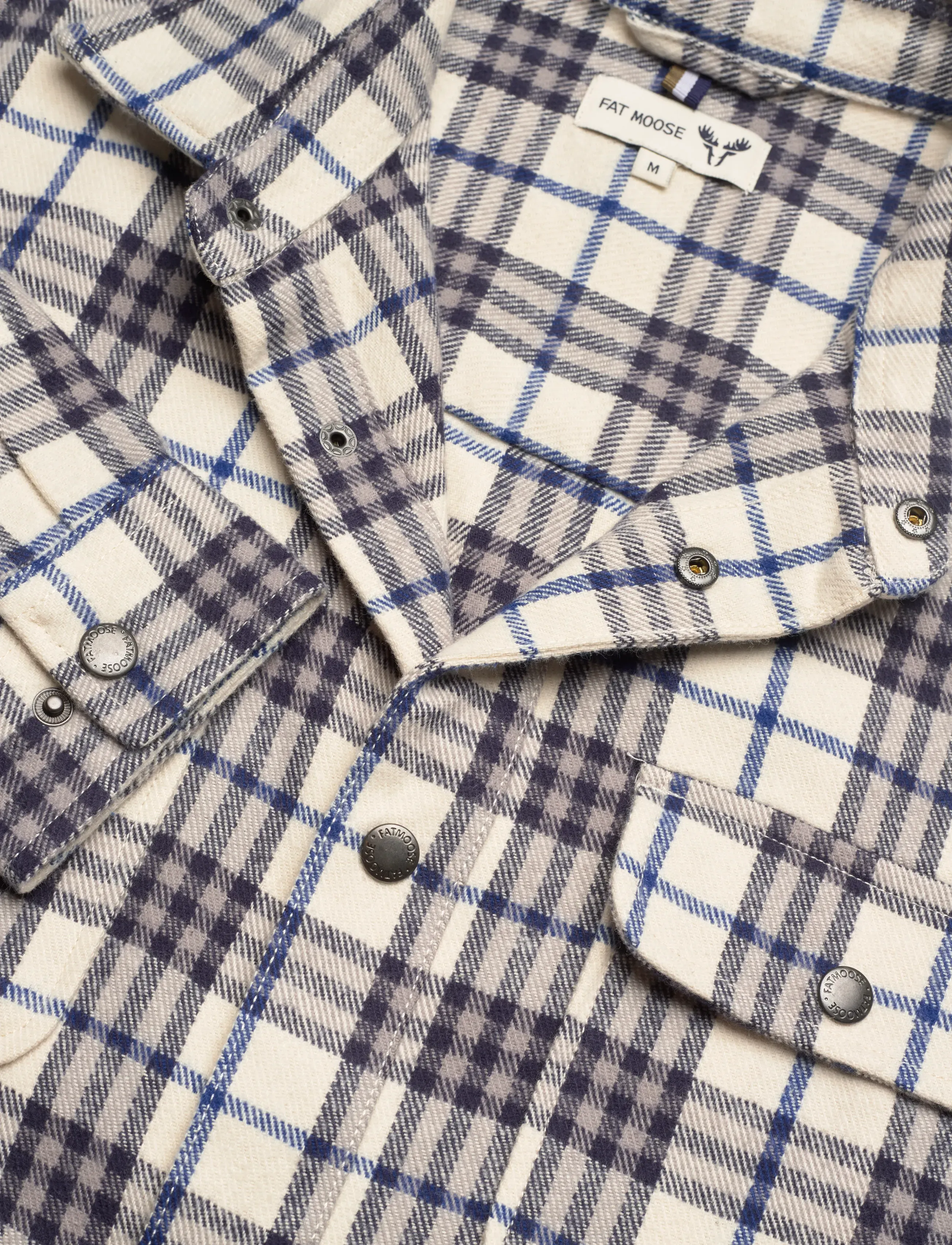 Fat Moose - Adrian cotton check shirt - flanell-hemden - ecru/dark navy - 5