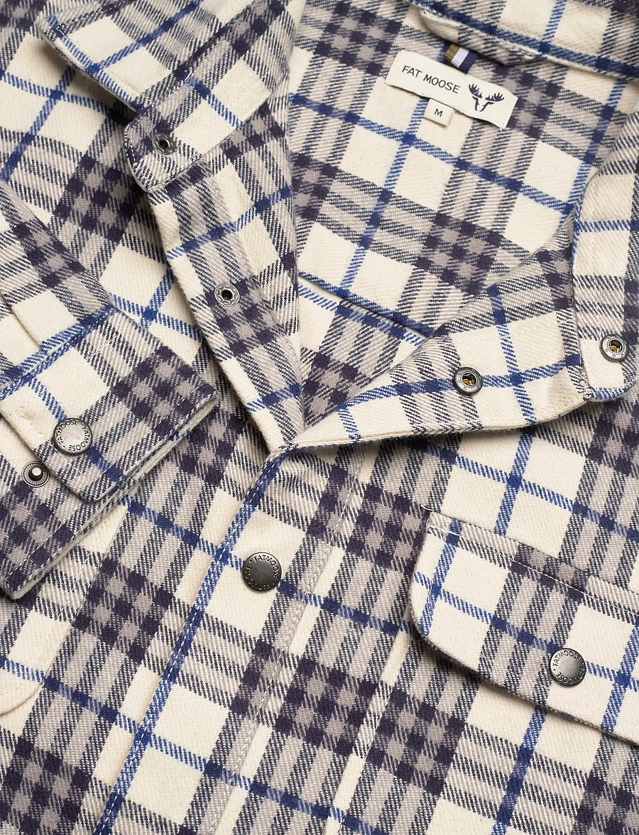 Fat Moose - Adrian cotton check shirt - flanell-hemden - ecru/dark navy - 5