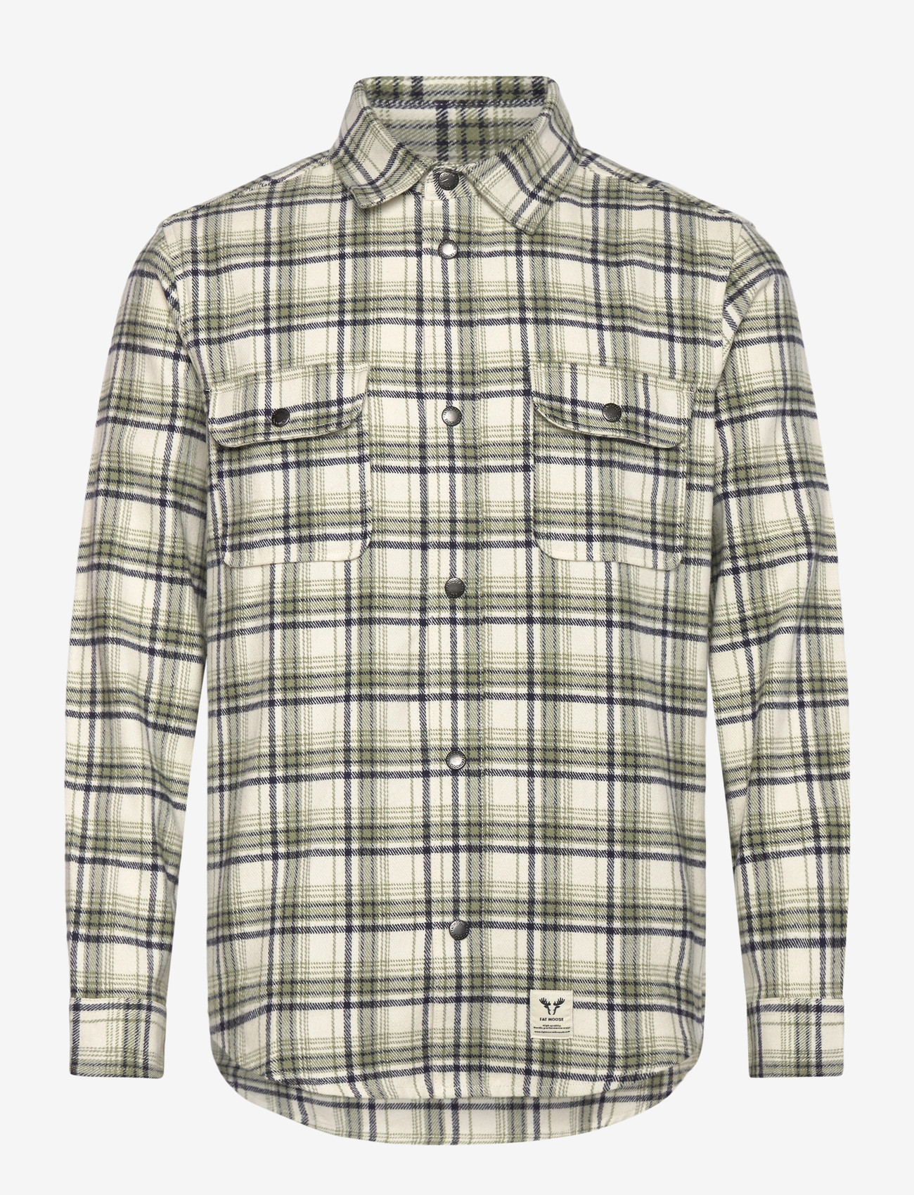 Fat Moose - Adrian cotton check shirt - flanell-hemden - ecru/dusty green - 1