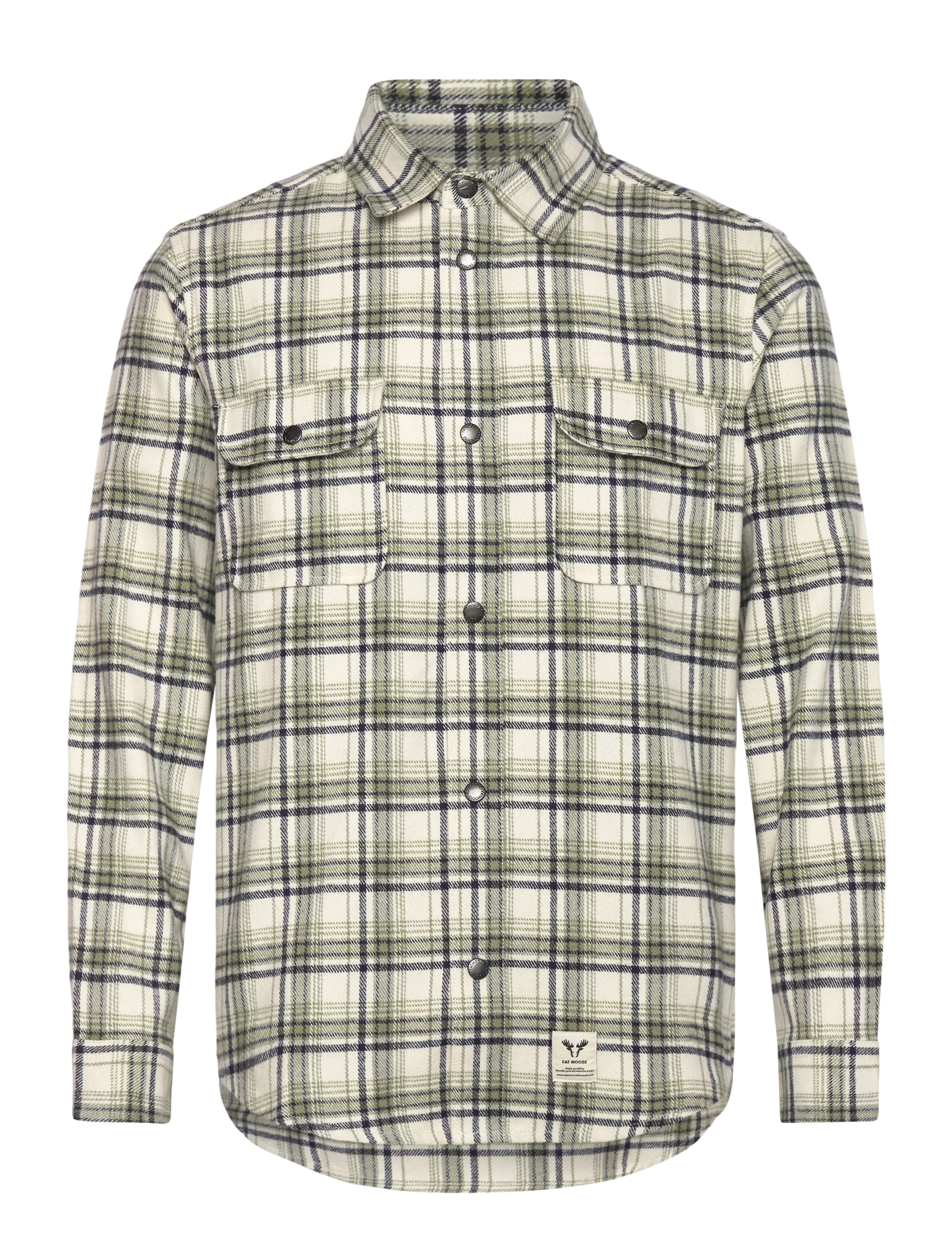 Fat Moose Adrian cotton check shirt - Ruudulised särgid - ECRU/DUSTY GREEN / multi
