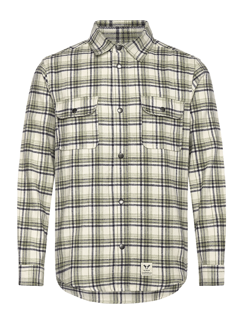 Fat Moose - Adrian cotton check shirt - flanell-hemden - ecru/dusty green - 1