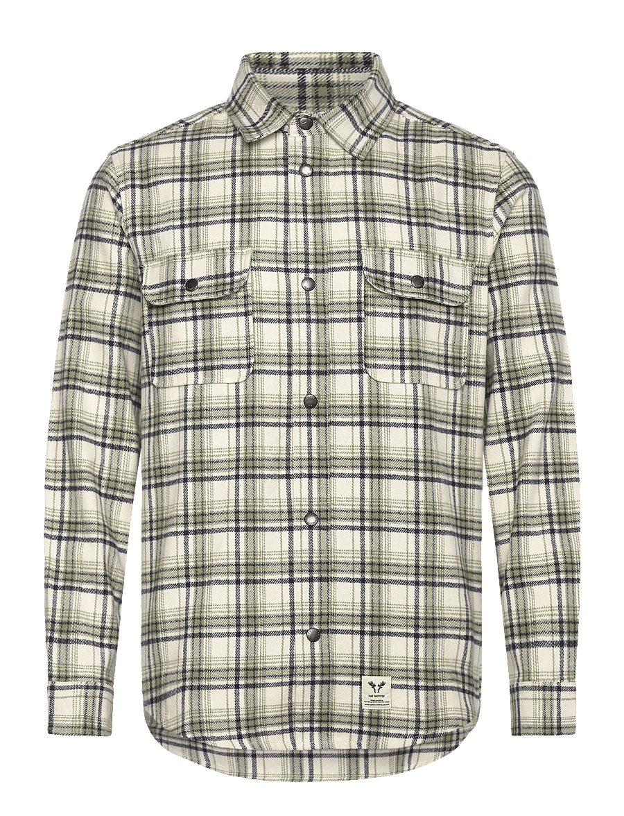 Fat Moose - Adrian cotton check shirt - flanell-hemden - ecru/dusty green - 1