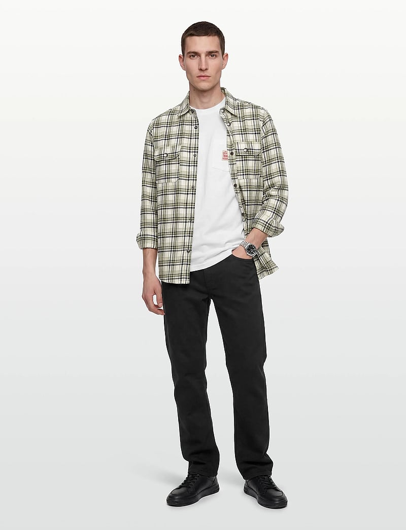Fat Moose - Adrian cotton check shirt - flanell-hemden - ecru/dusty green - 0