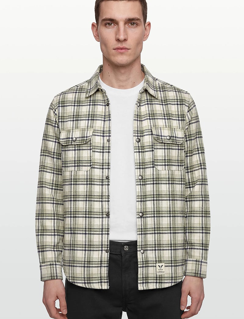 Fat Moose - Adrian cotton check shirt - flanell-hemden - ecru/dusty green - 3