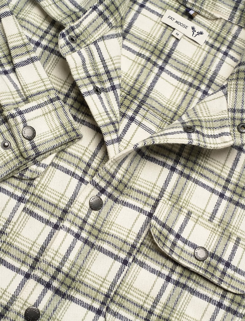 Fat Moose - Adrian cotton check shirt - flanell-hemden - ecru/dusty green - 5