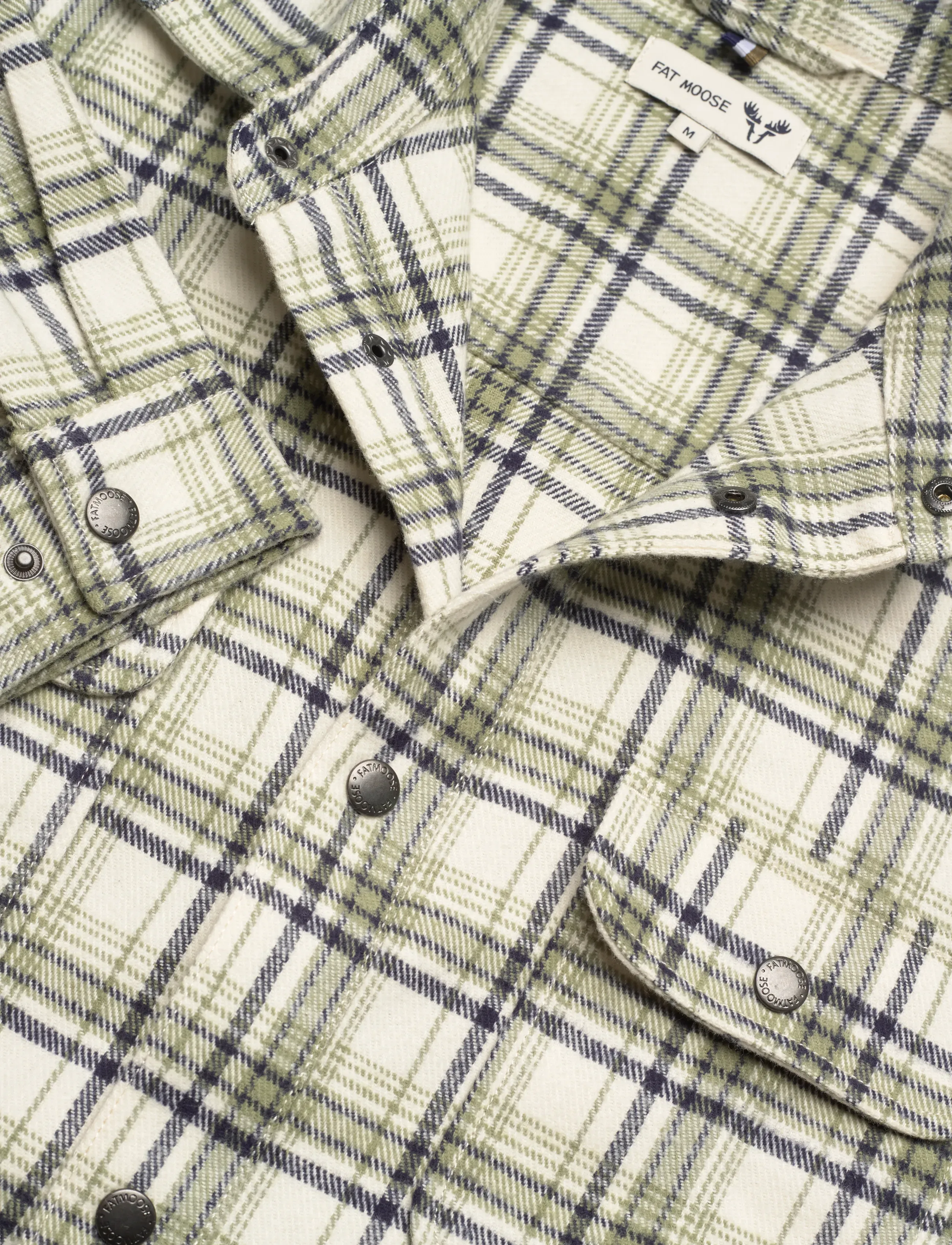 Fat Moose - Adrian cotton check shirt - flannel shirts - ecru/dusty green - 5