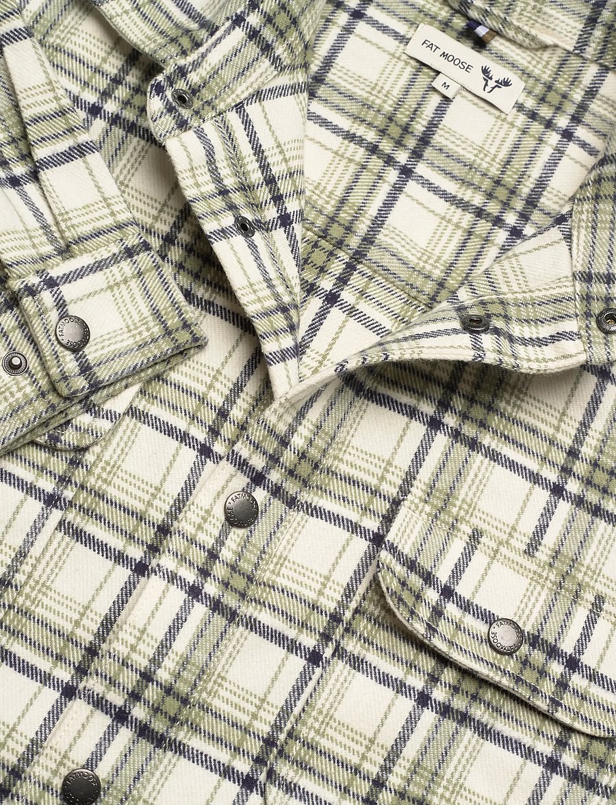 Fat Moose - Adrian cotton check shirt - flanell-hemden - ecru/dusty green - 5
