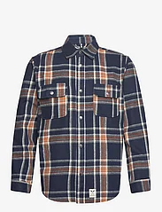 Fat Moose - Adrian Cotton Check Shirt - languoti marškiniai - navy check - 0