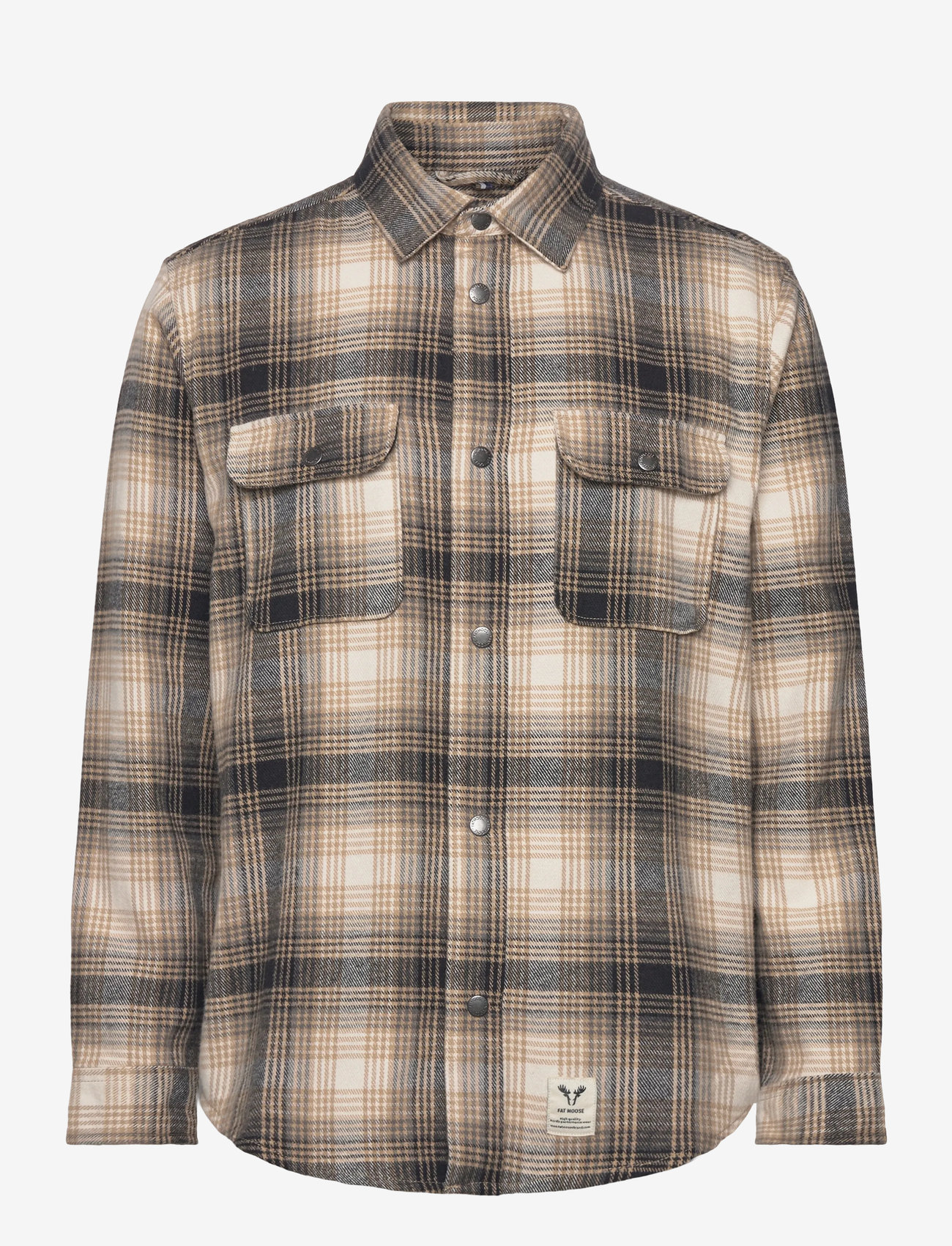 Fat Moose - Adrian cotton check shirt - flannel-skjorter - sand / black - 1