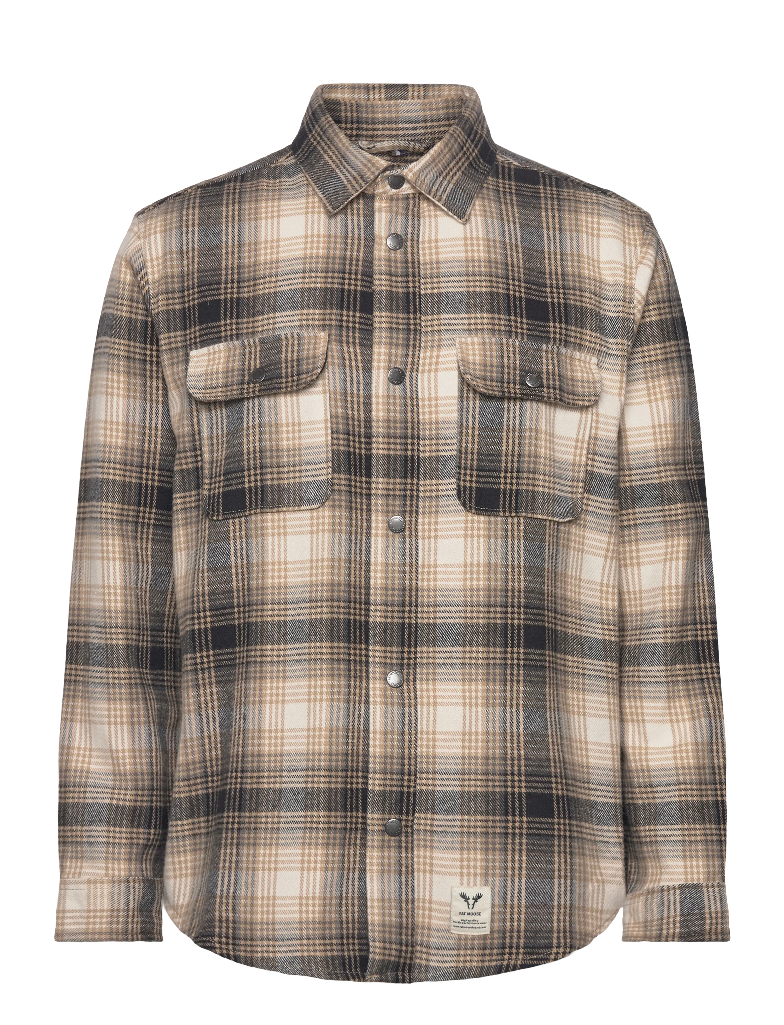 Fat Moose Adrian cotton check shirt - Skjorter - SAND / BLACK / multi