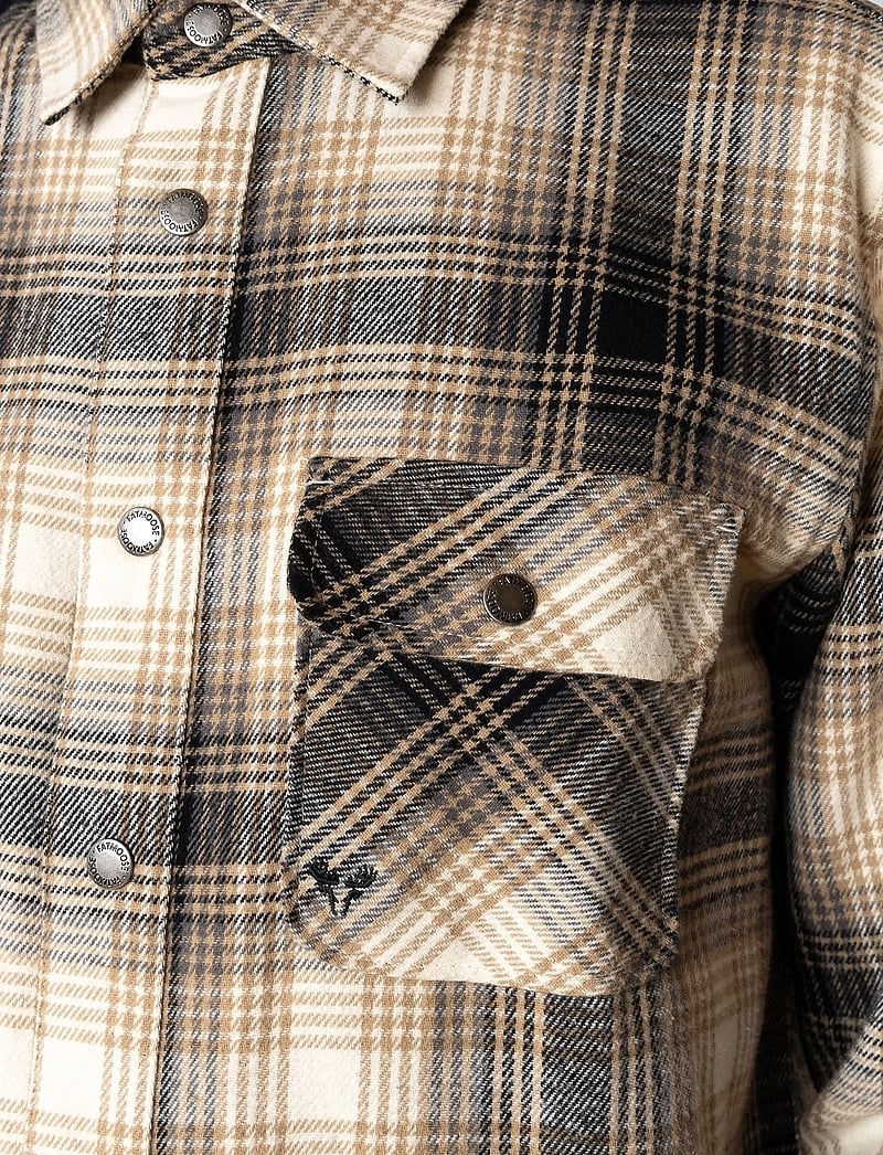 Fat Moose - Adrian cotton check shirt - flannel-skjorter - sand / black - 3