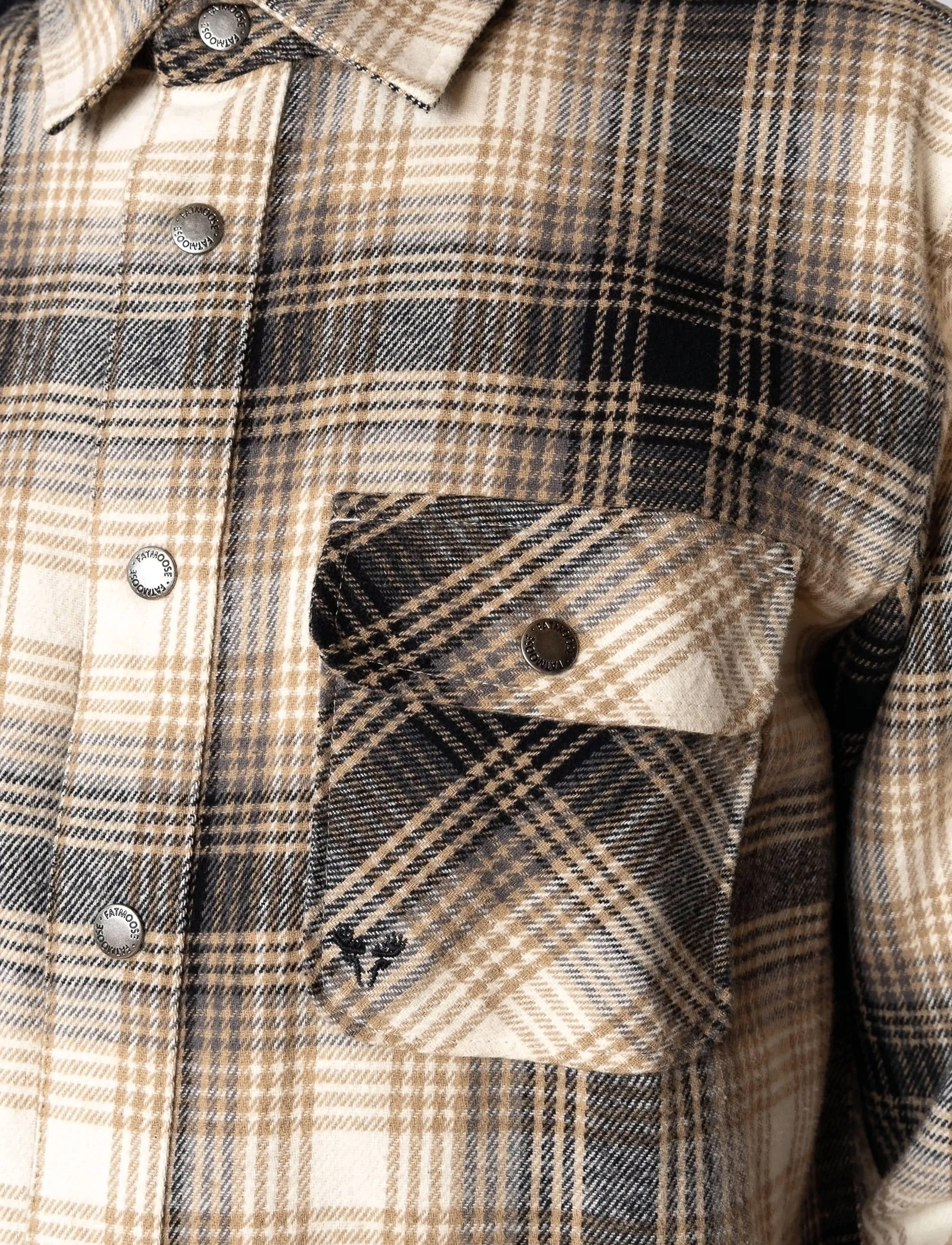 Fat Moose - Adrian cotton check shirt - flannel skyrtur - sand / black - 3