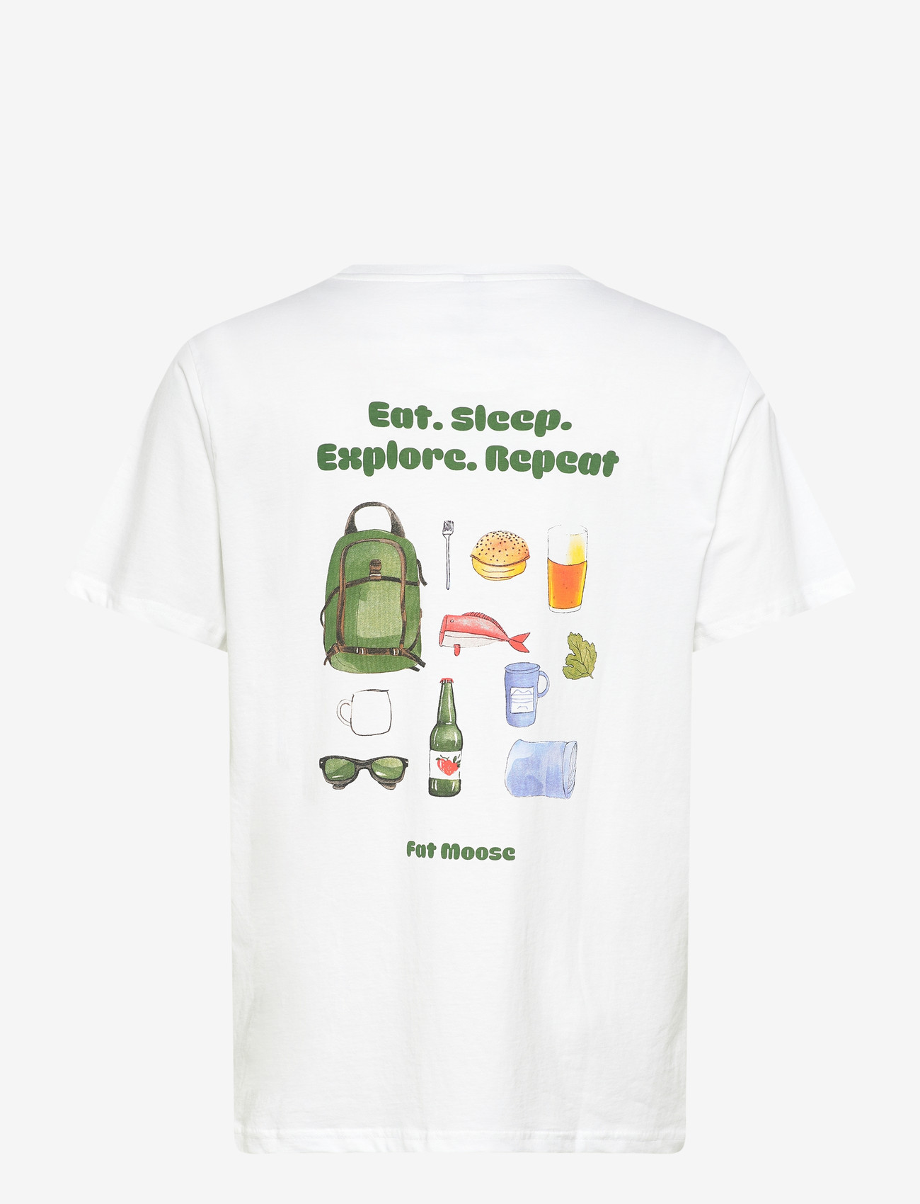 Fat Moose - Eat Sleep t-shirt - kurzärmelig - white - 2
