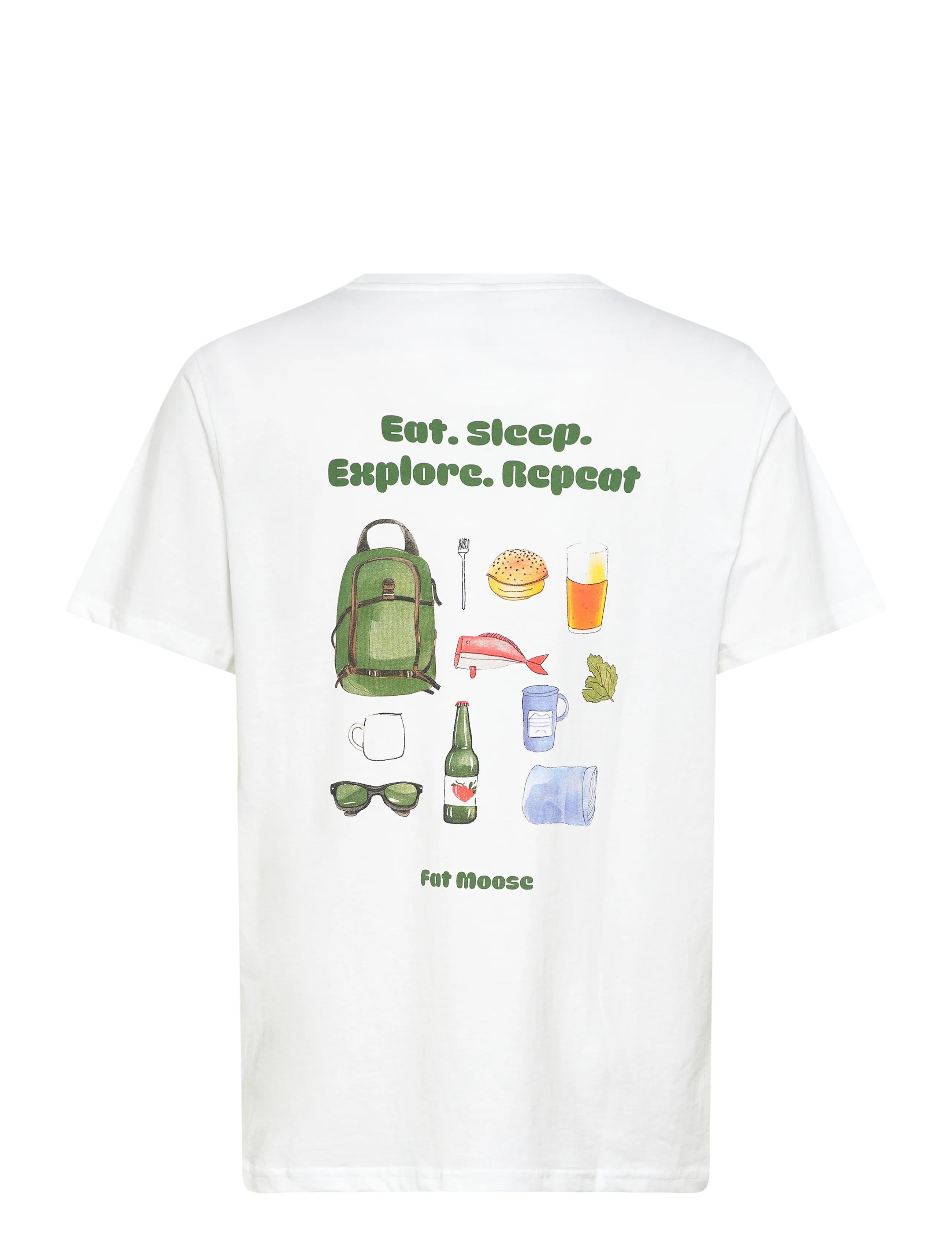 Fat Moose - Eat Sleep t-shirt - kortärmade t-shirts - white - 2