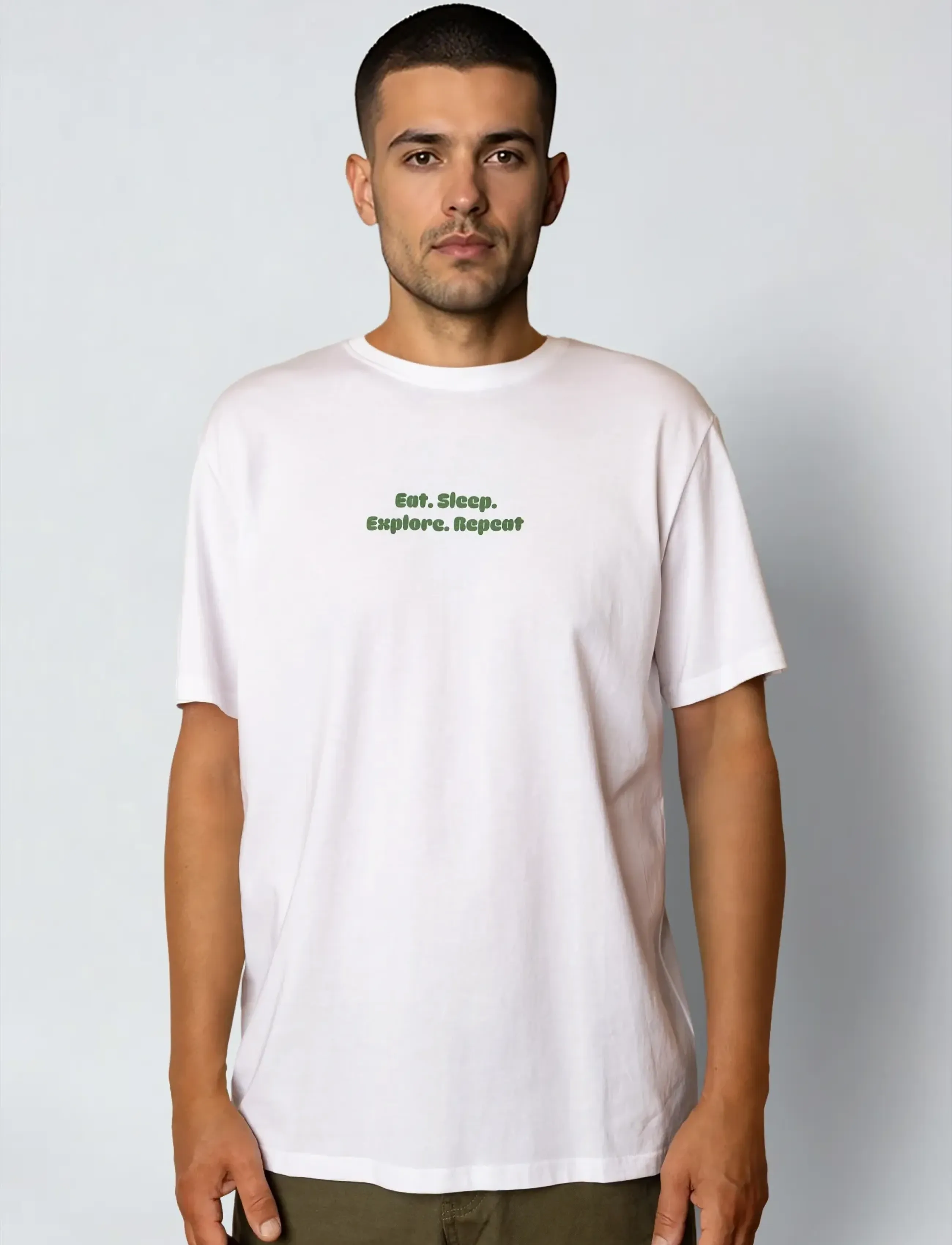 Fat Moose Eat Sleep T-Shirt, S, White, T-Shirts > Kortærmede, Herre