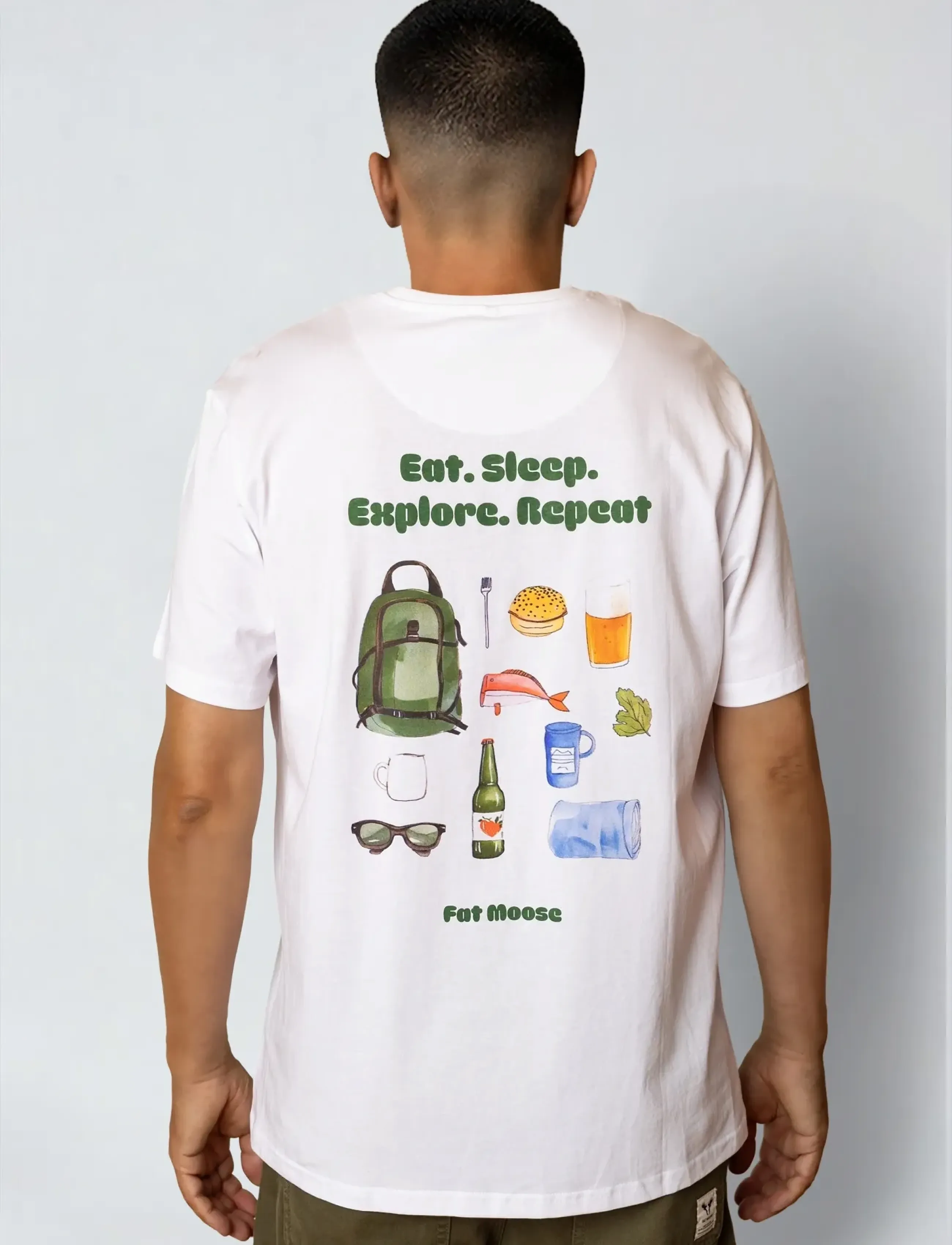 Fat Moose - Eat Sleep t-shirt - kortärmade t-shirts - white - 4