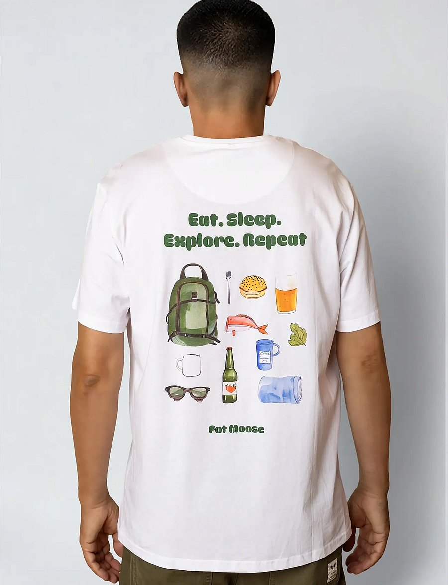 Fat Moose - Eat Sleep t-shirt - lühikeste varrukatega t-särgid - white - 4