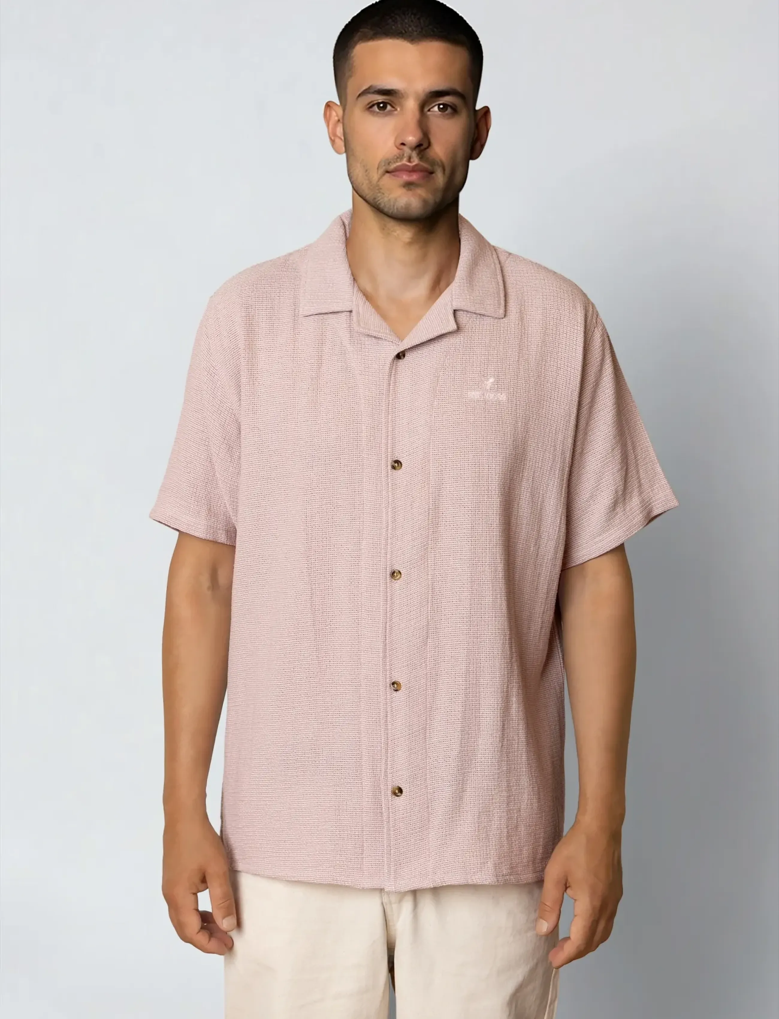 Fat Moose Nova S/S Shirt, Mænd, Camp Collar Skjorte, Pink, Str: XXXL
