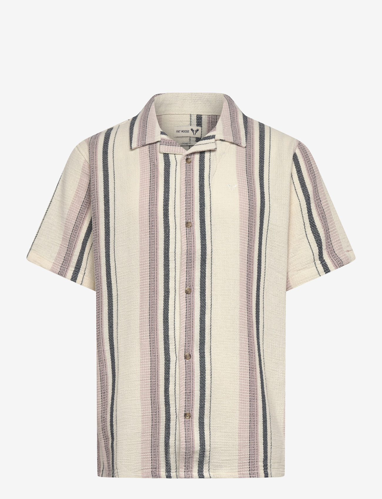 Fat Moose - Costa S/S shirt - kortærmede skjorter - ecru/violet ice striped - 1