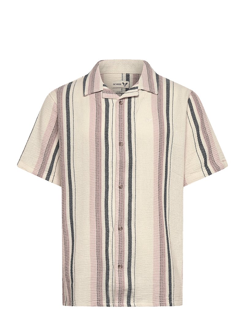 Fat Moose - Costa S/S shirt - kurzarmhemden - ecru/violet ice striped - 1
