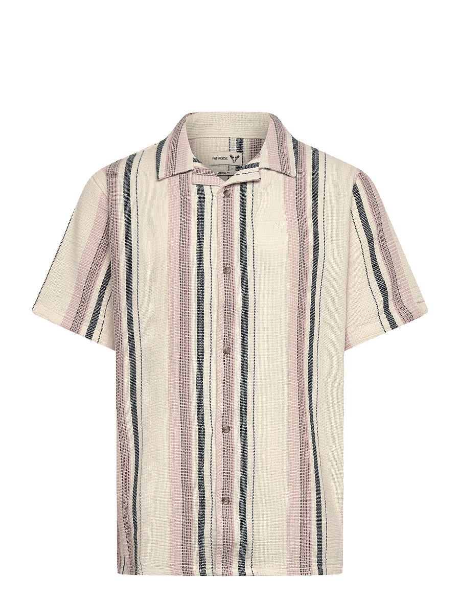 Fat Moose - Costa S/S shirt - kurzarmhemden - ecru/violet ice striped - 1